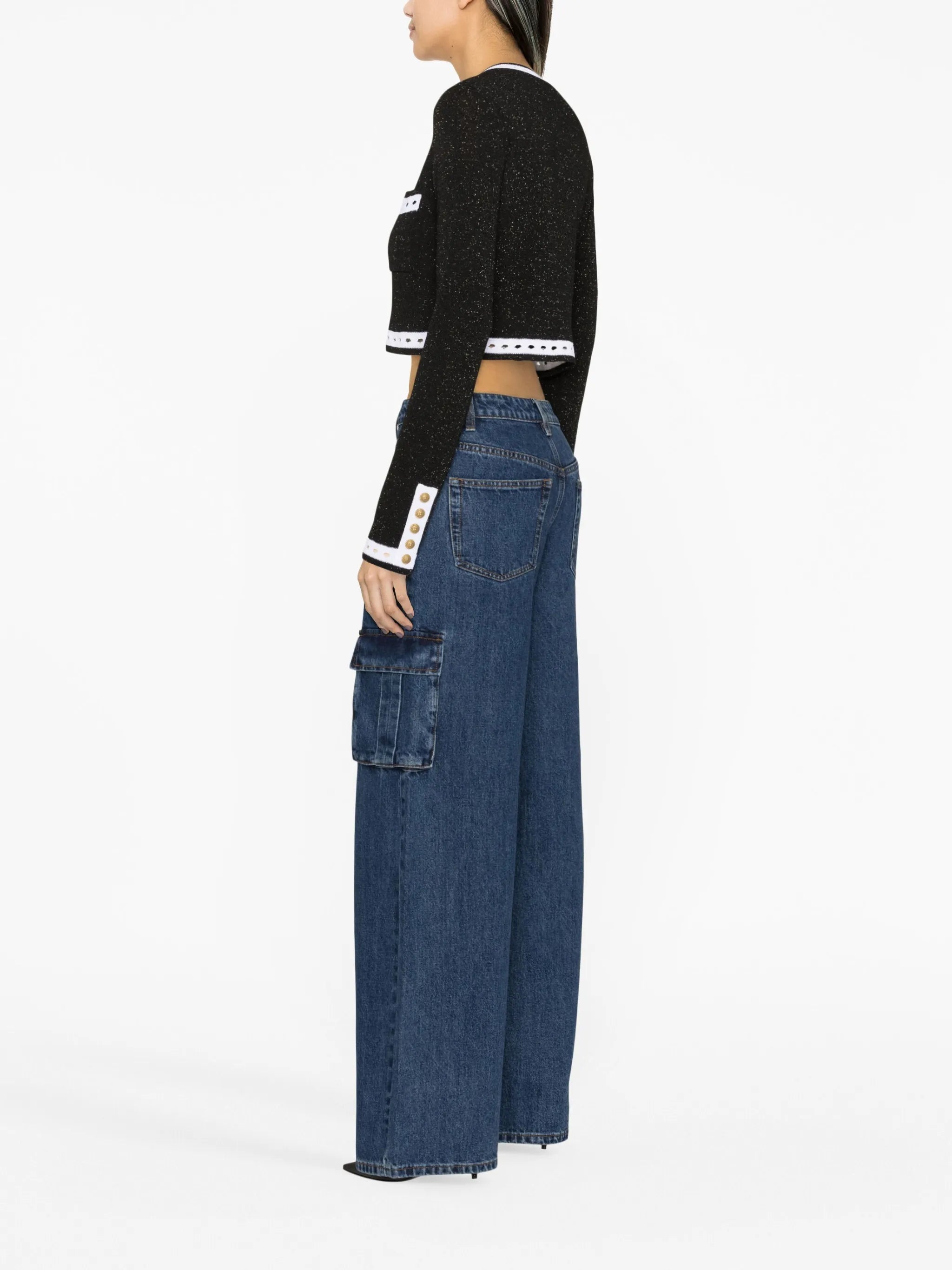 long-sleeve button-fastening cardigan