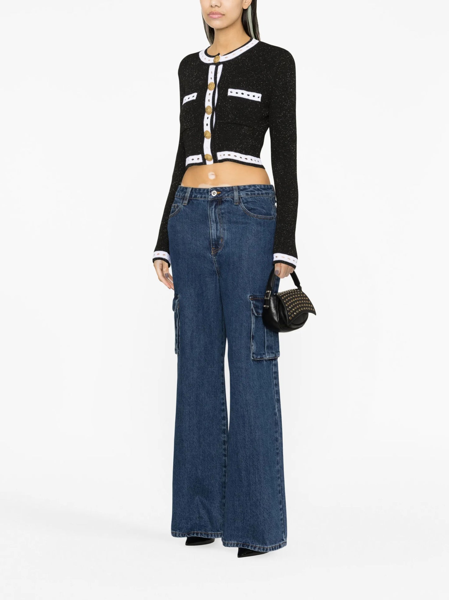 long-sleeve button-fastening cardigan