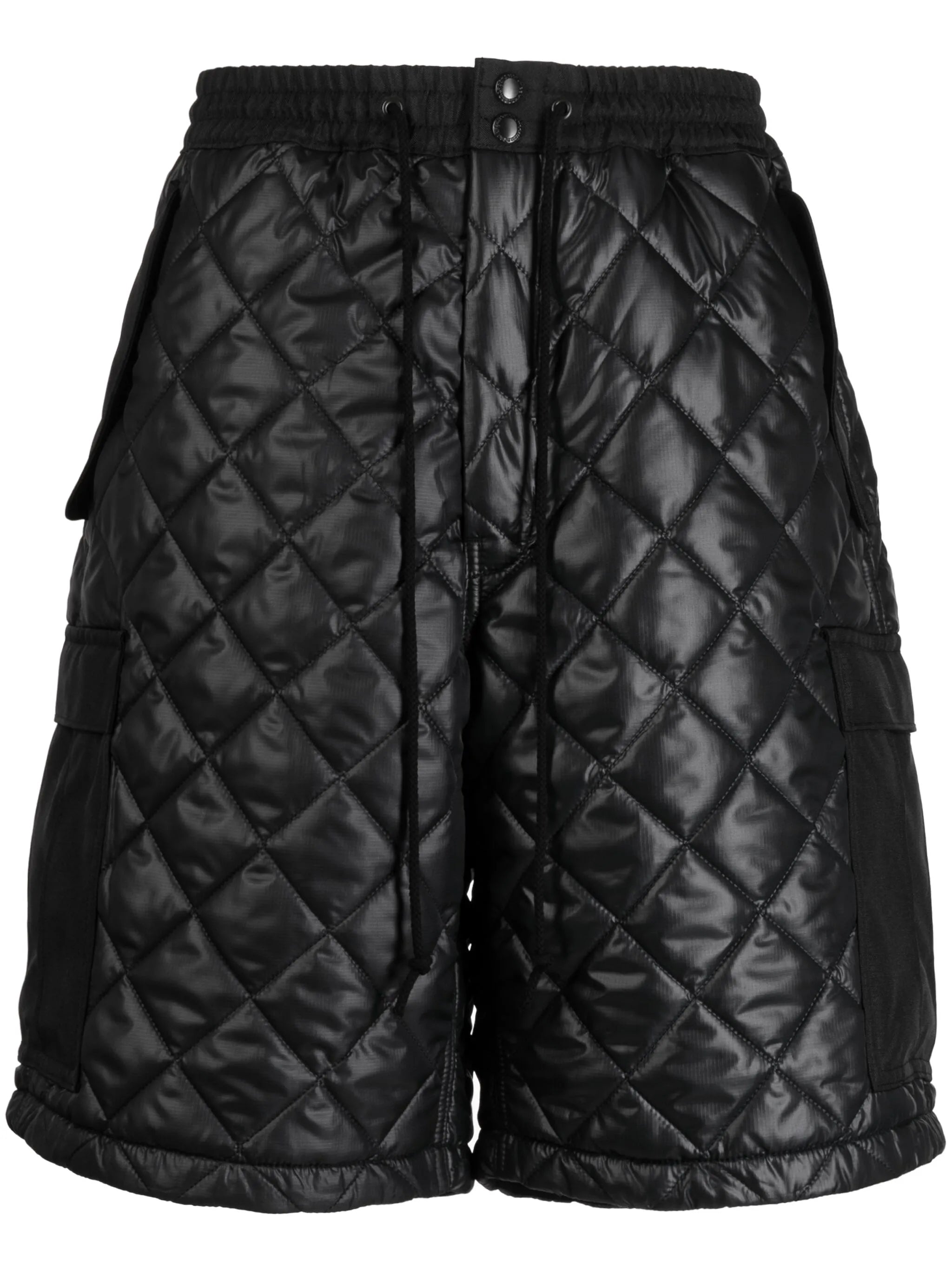 diamond-quilted faux-leather shorts