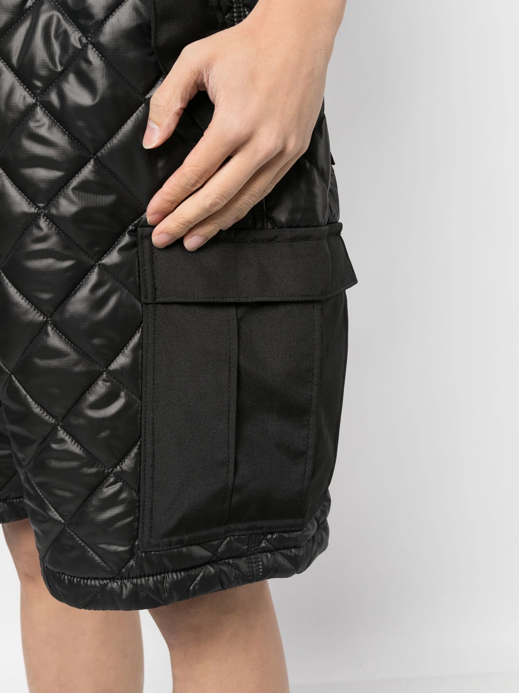 diamond-quilted faux-leather shorts
