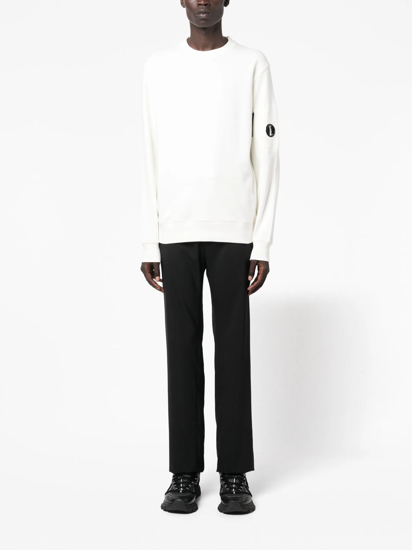 Lens-detail jersey fleece sweatshirt