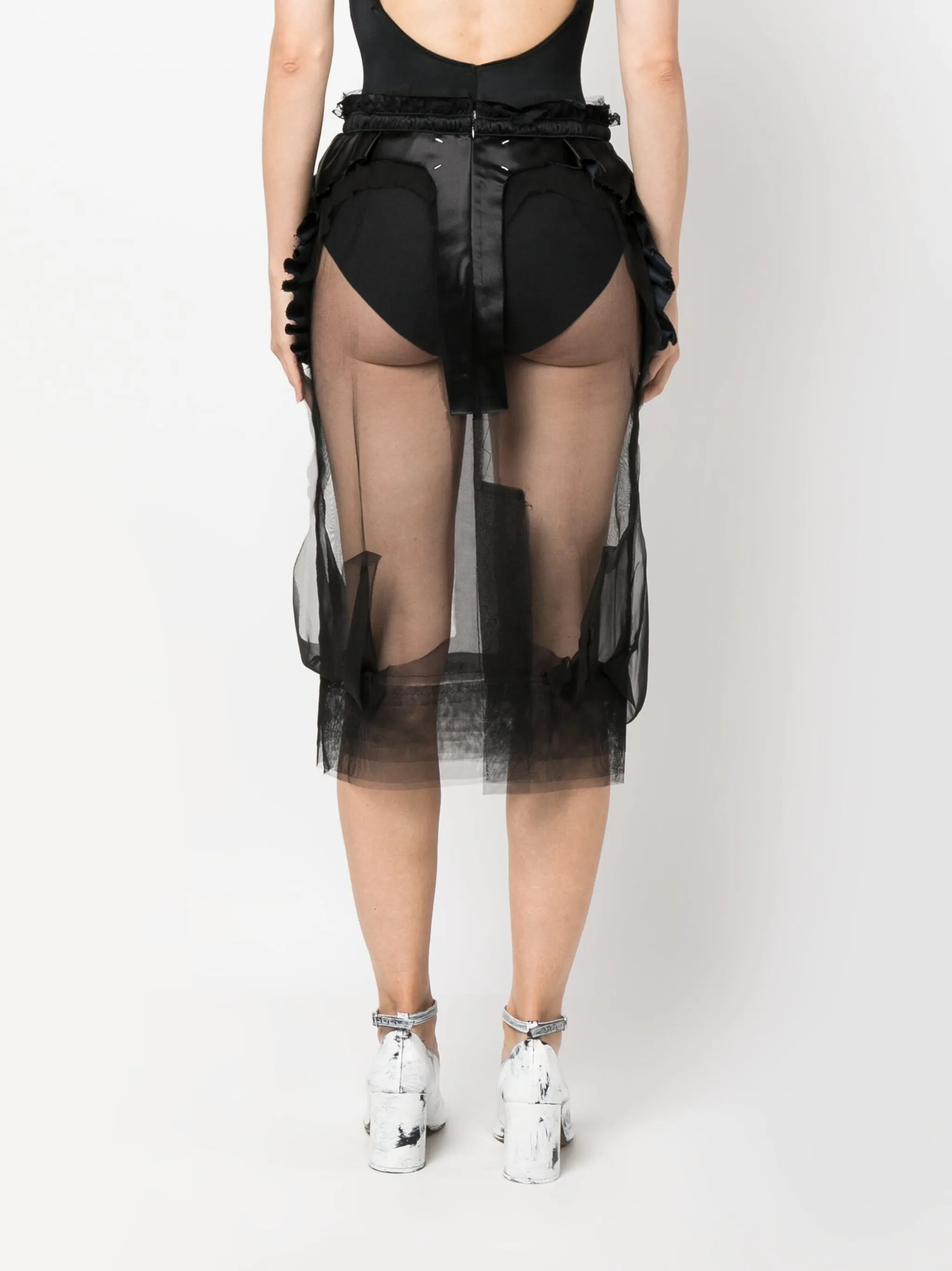 Décortiqué tulle midi skirt