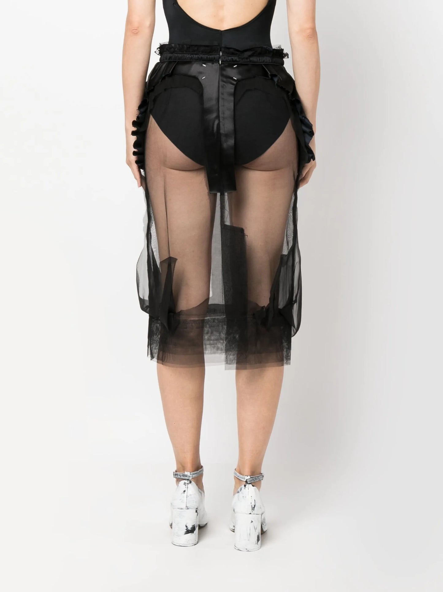 Décortiqué tulle midi skirt
