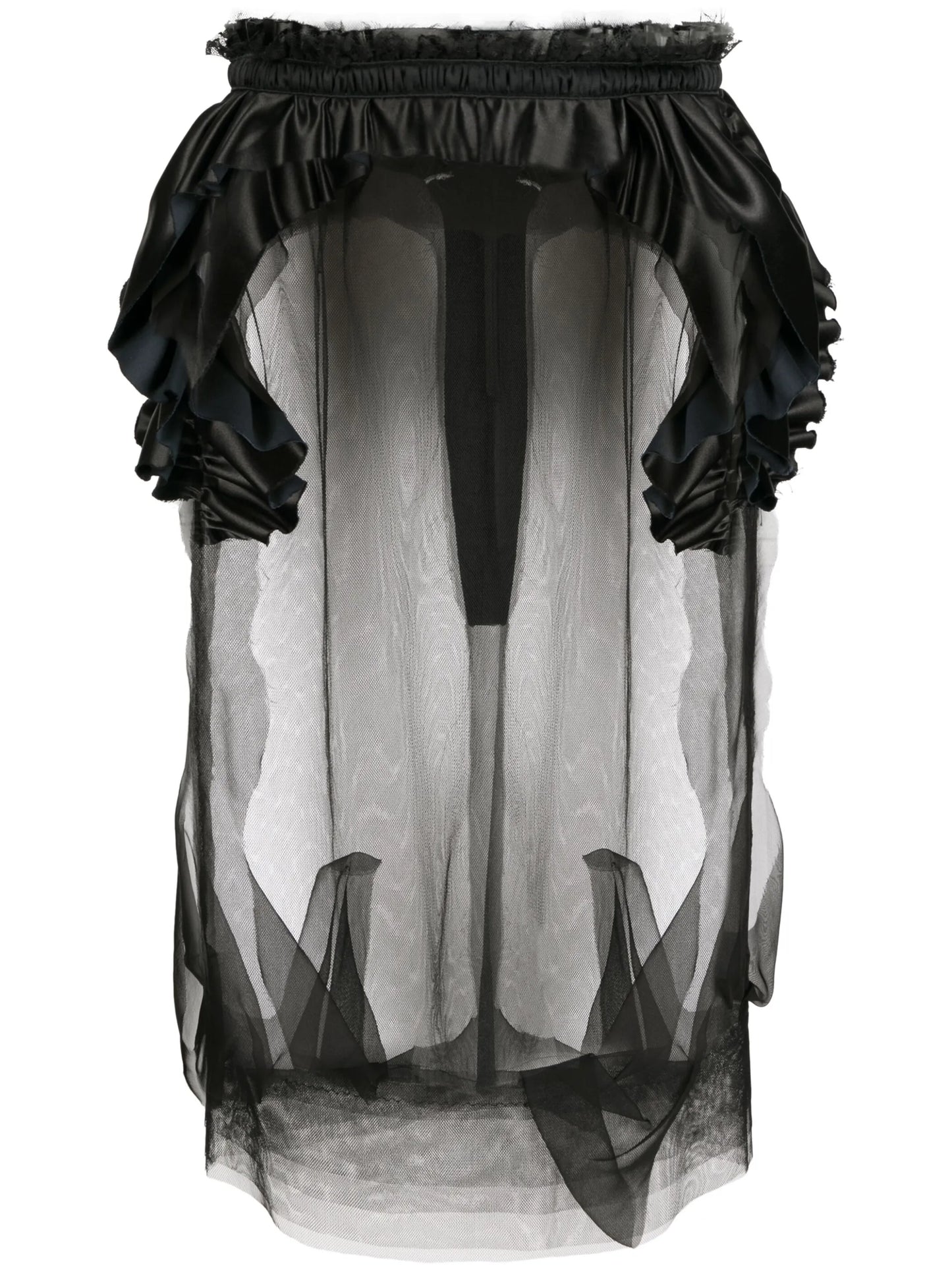 Décortiqué tulle midi skirt