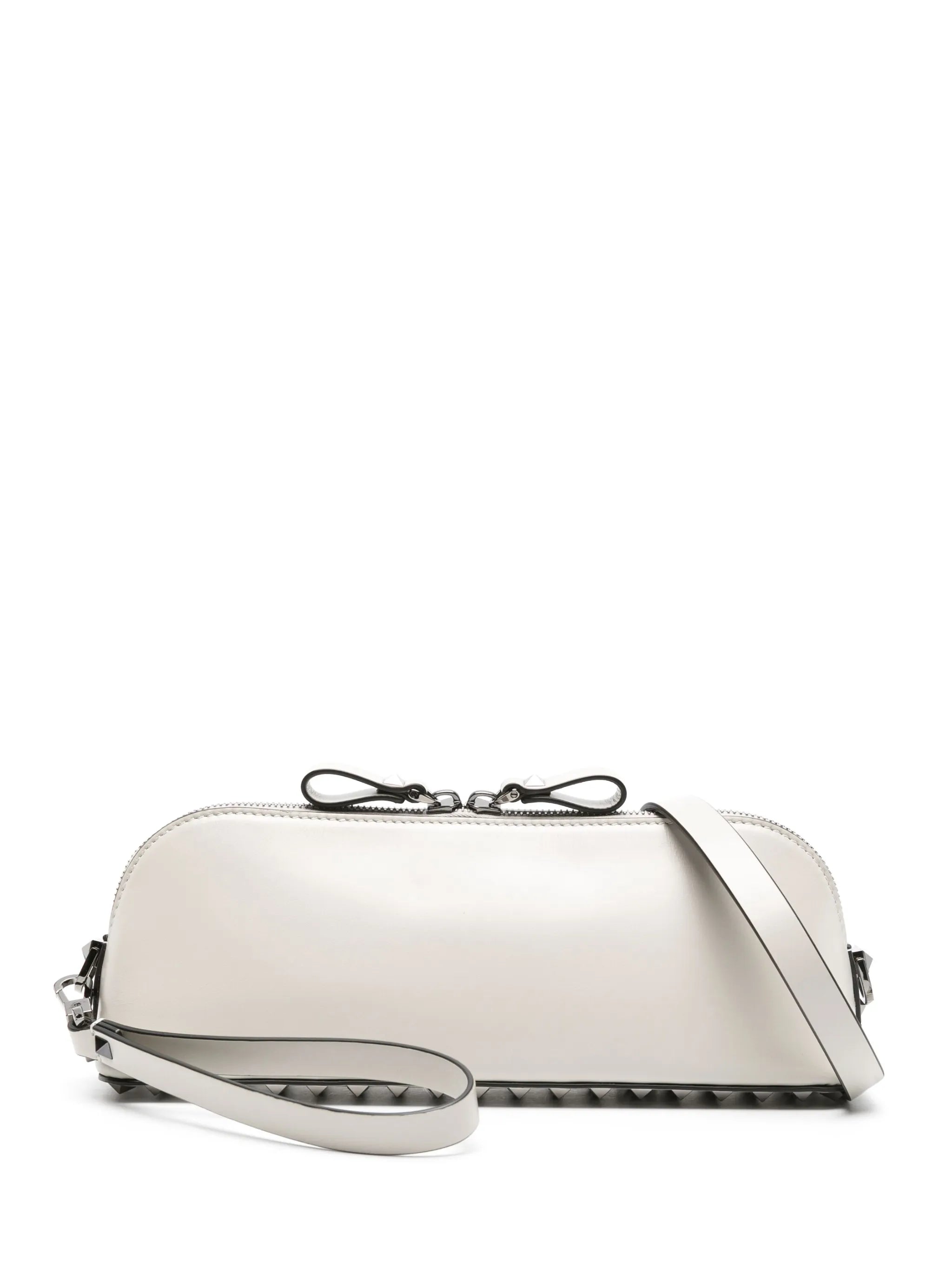rockstud-detail leather clutch bag