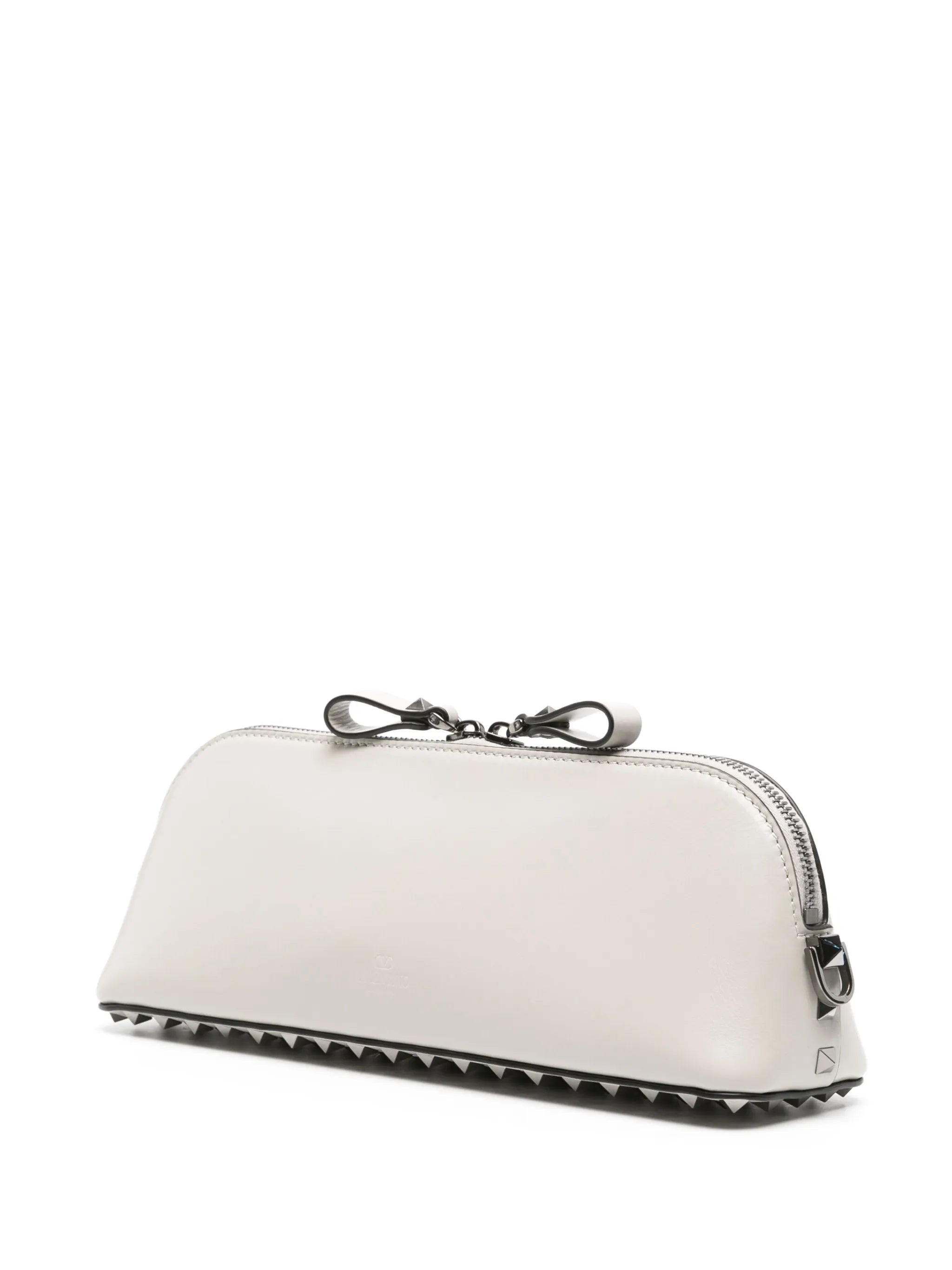 rockstud-detail leather clutch bag