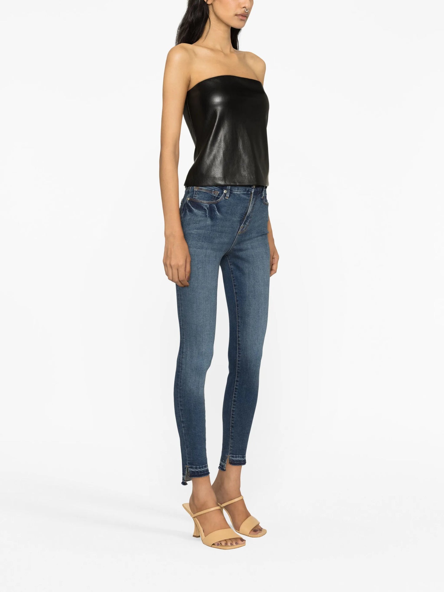 faux-leather tube top