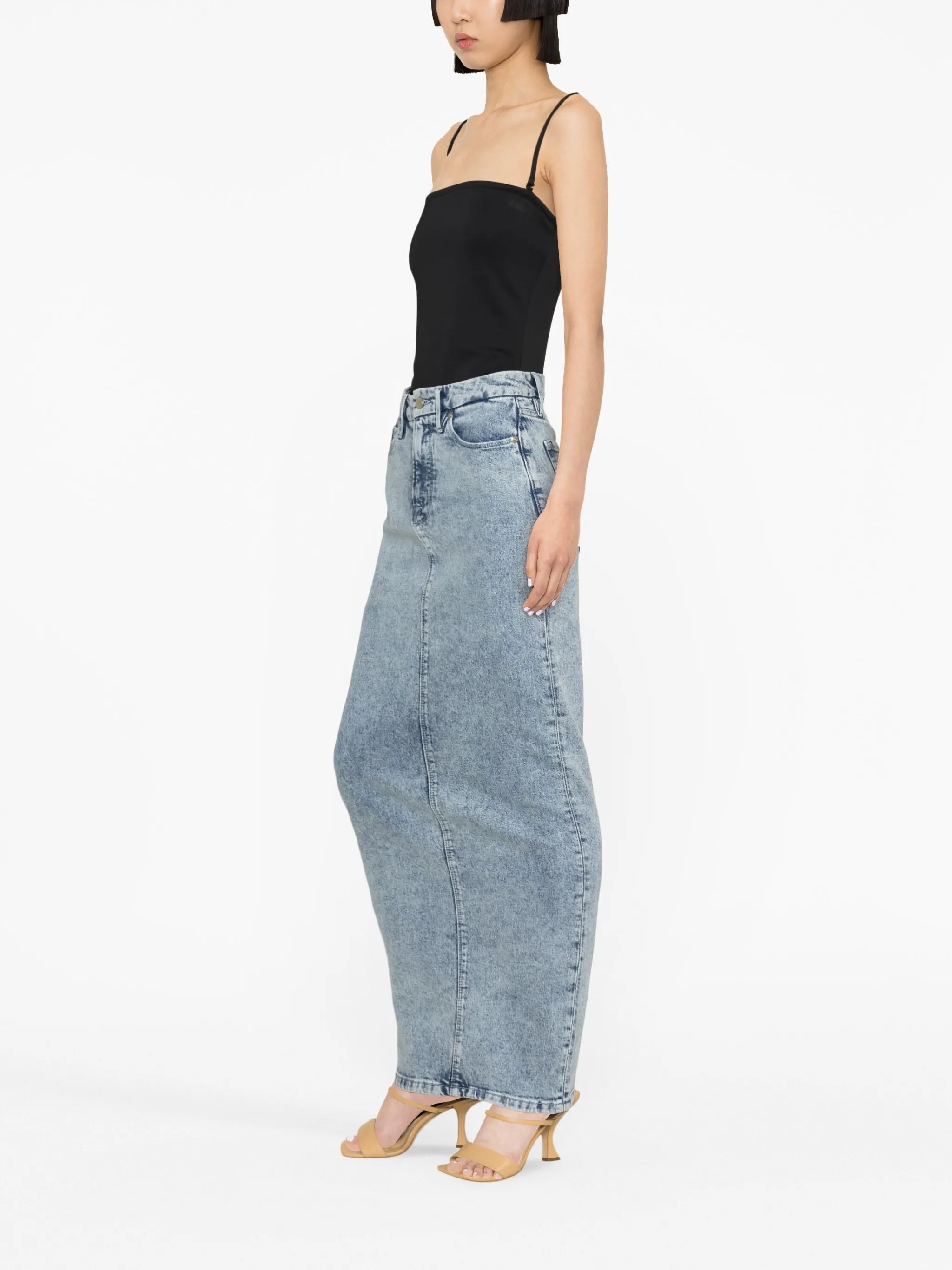 Uniform maxi denim skirt