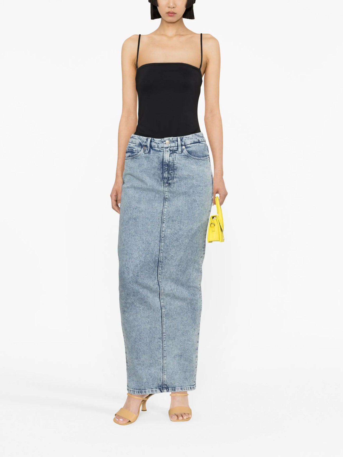 Uniform maxi denim skirt