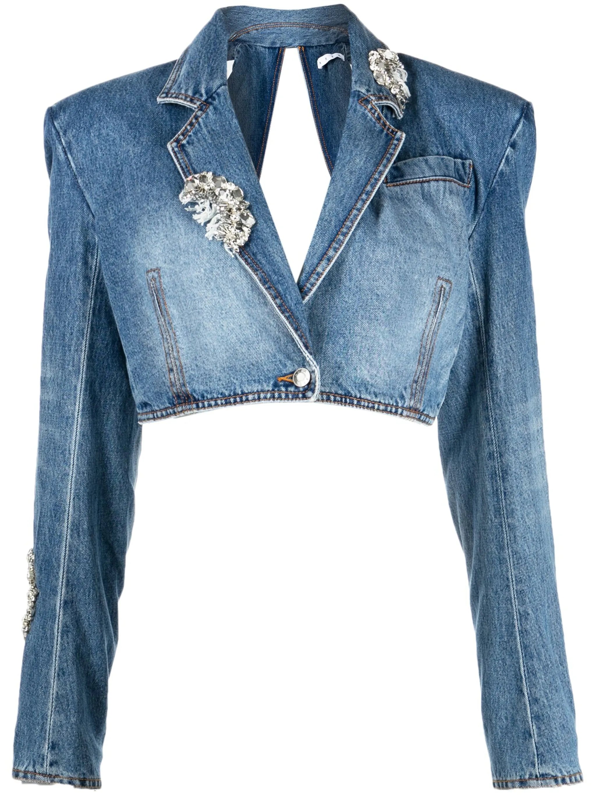 open-back cropped denim jacket