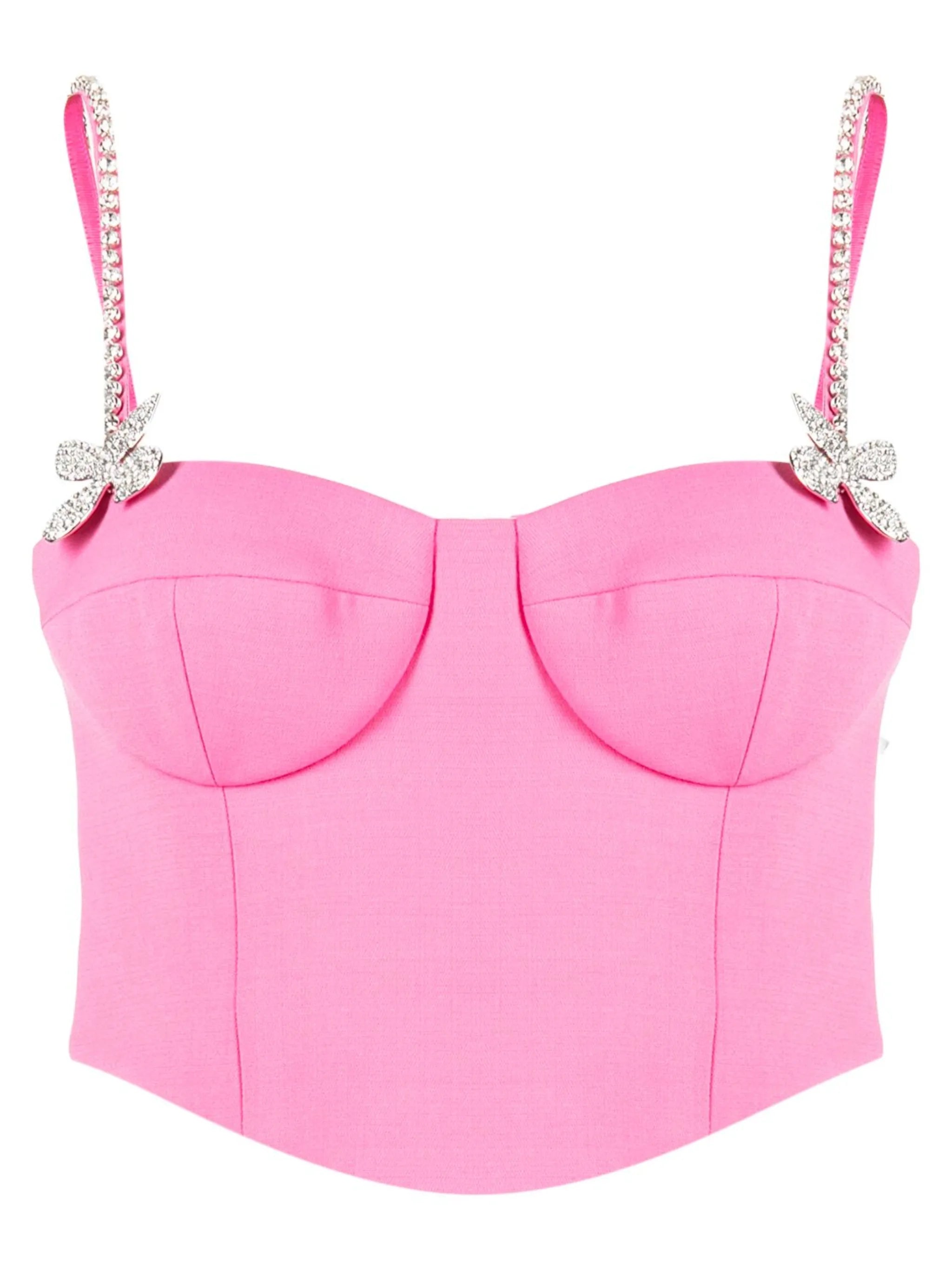 butterfly-appliqué wool bustier top