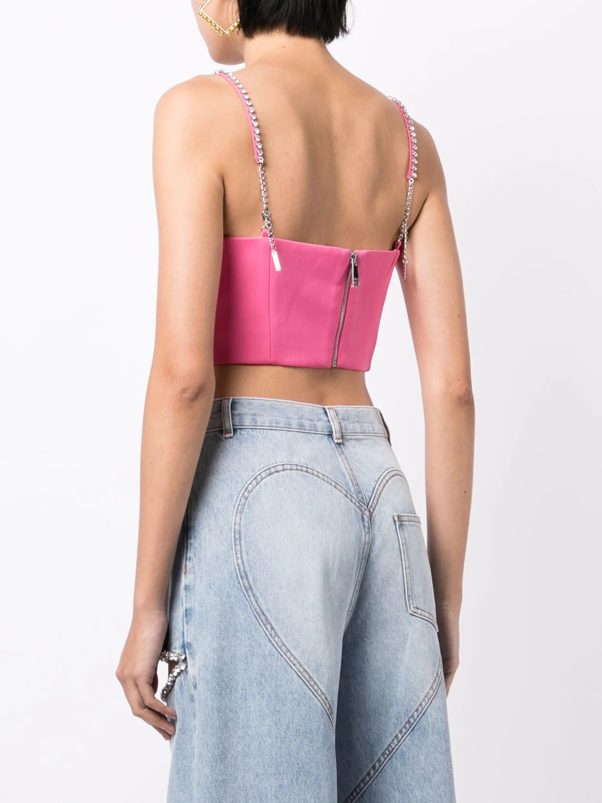 butterfly-appliqué wool bustier top