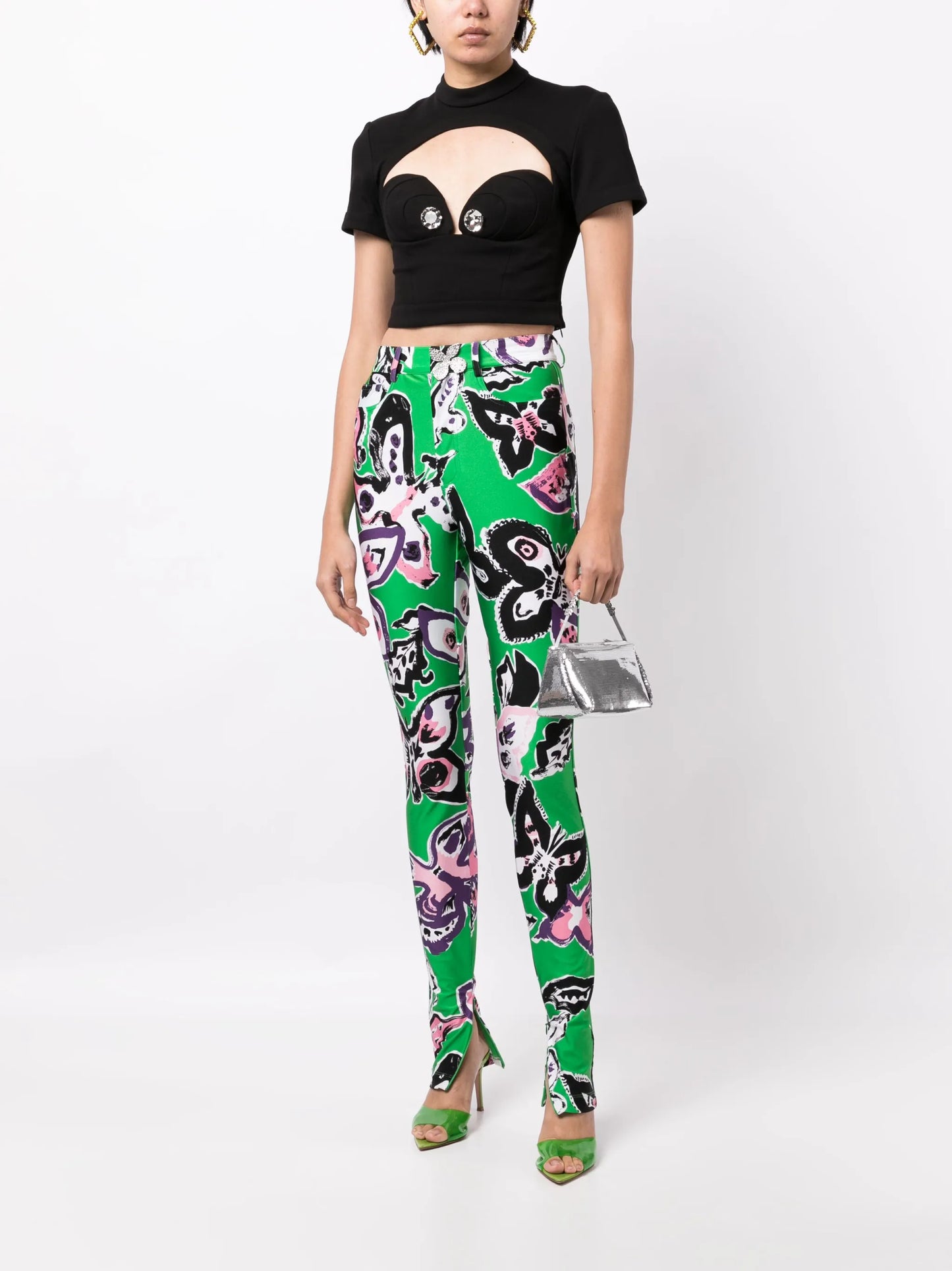 butterfly-print skinny trousers