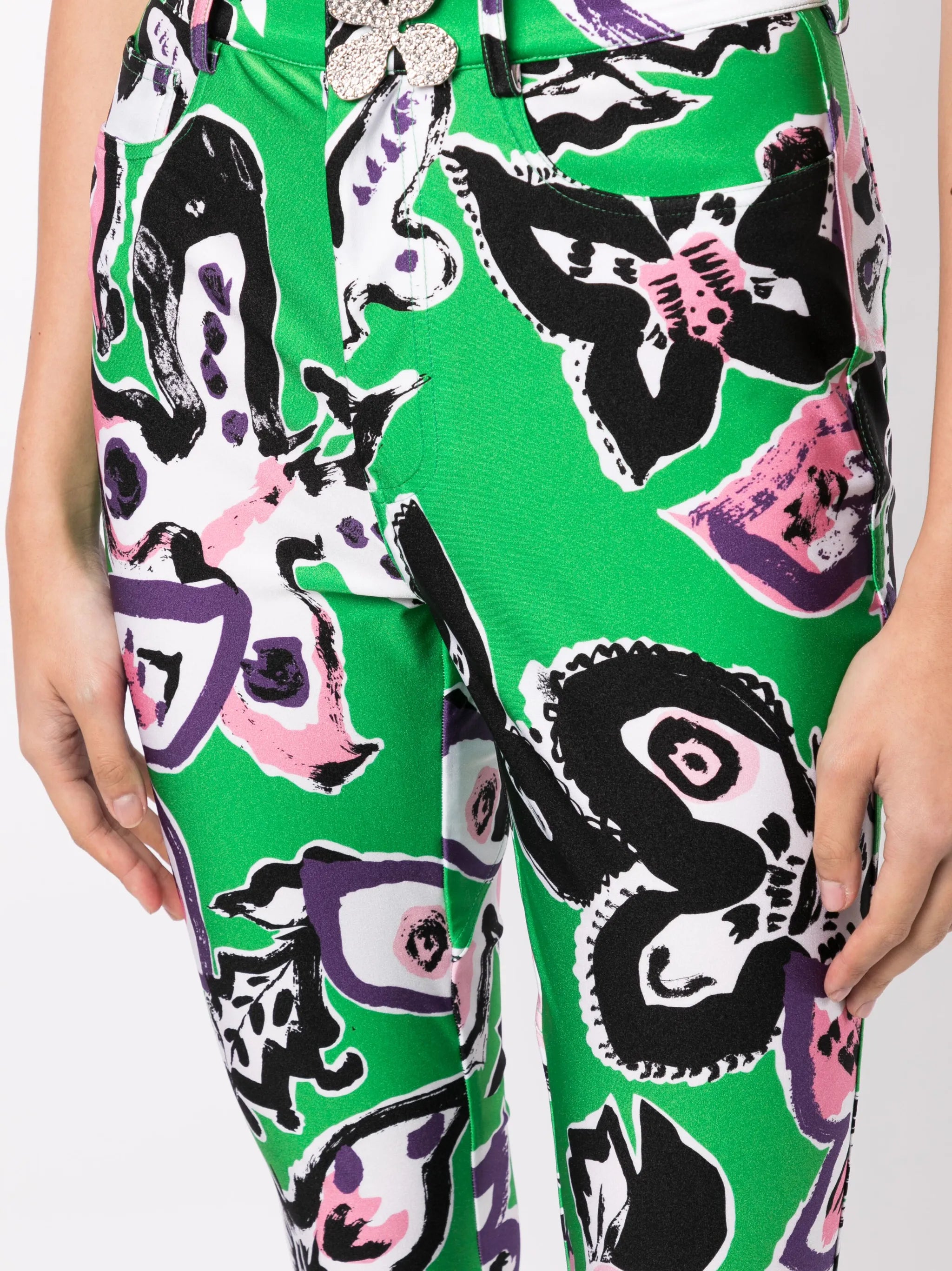 butterfly-print skinny trousers