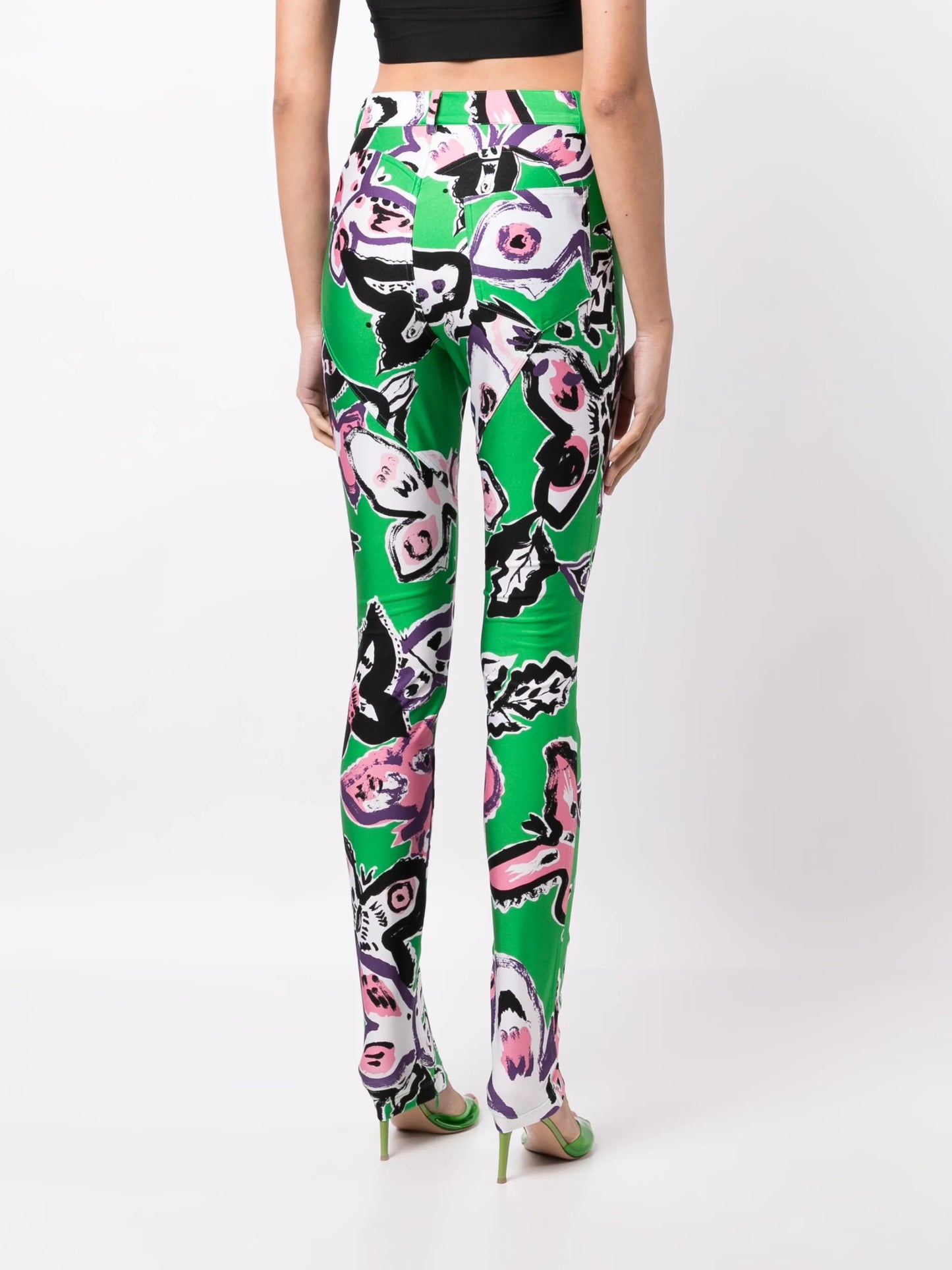 butterfly-print skinny trousers