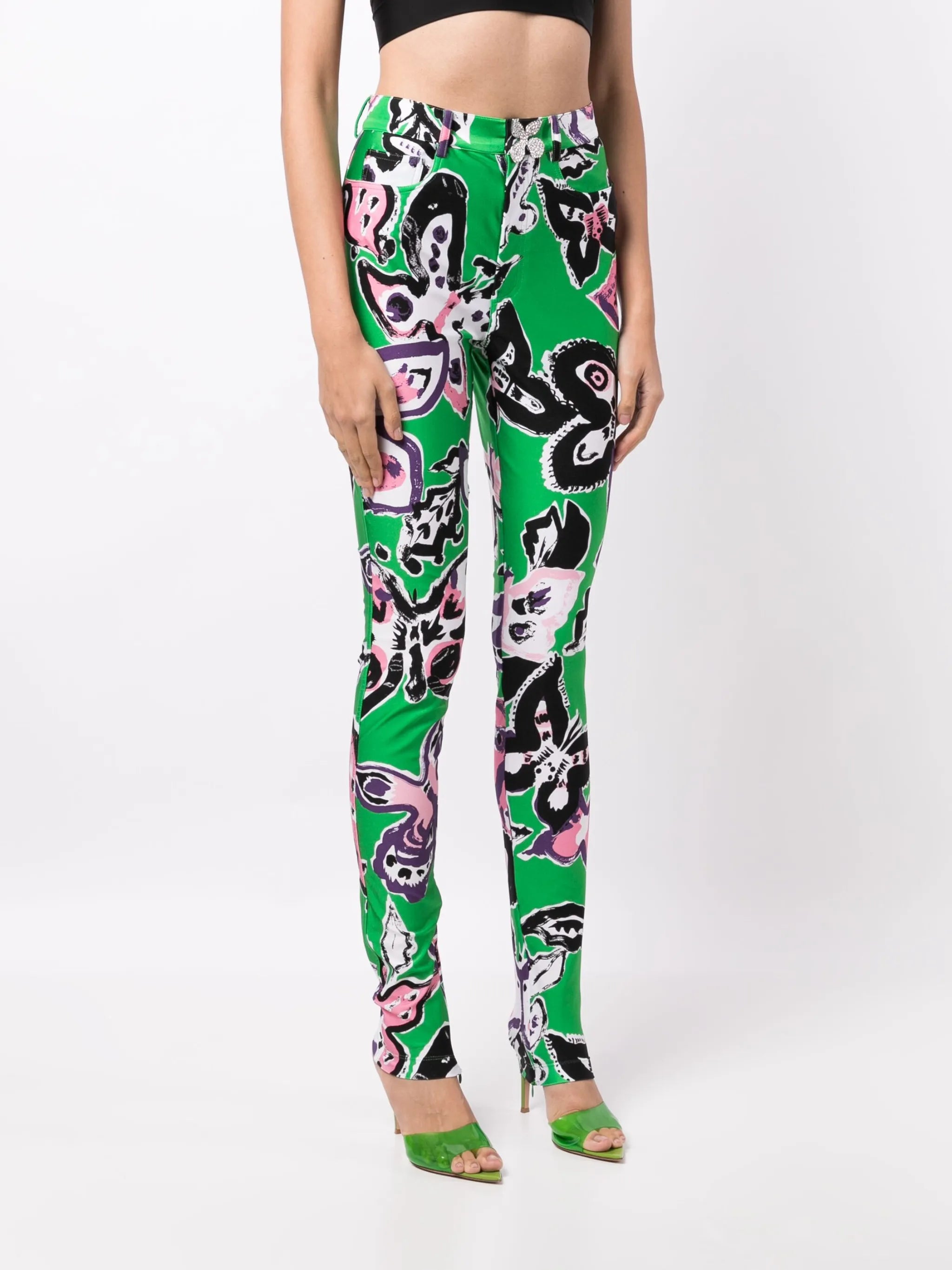 butterfly-print skinny trousers