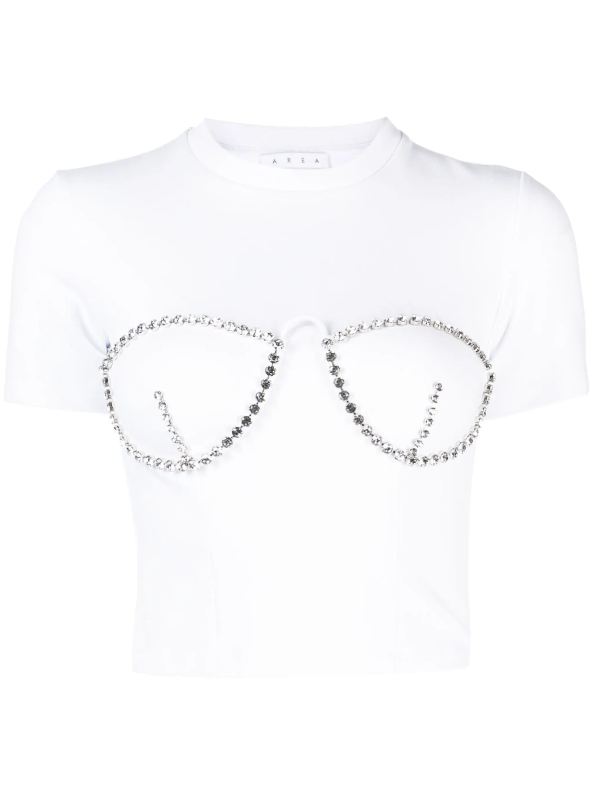 crystal-embellished cropped T-shirt
