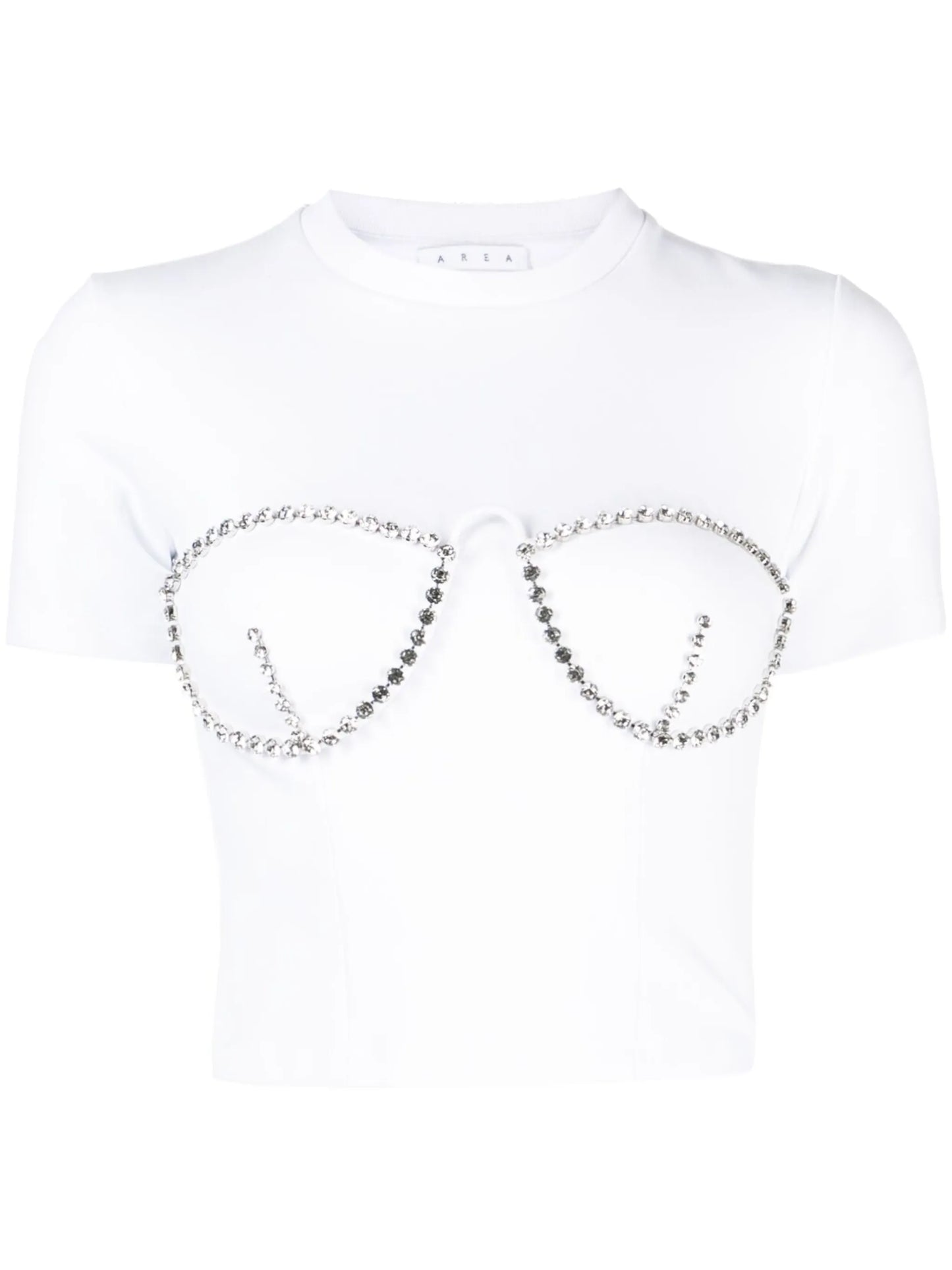 crystal-embellished cropped T-shirt
