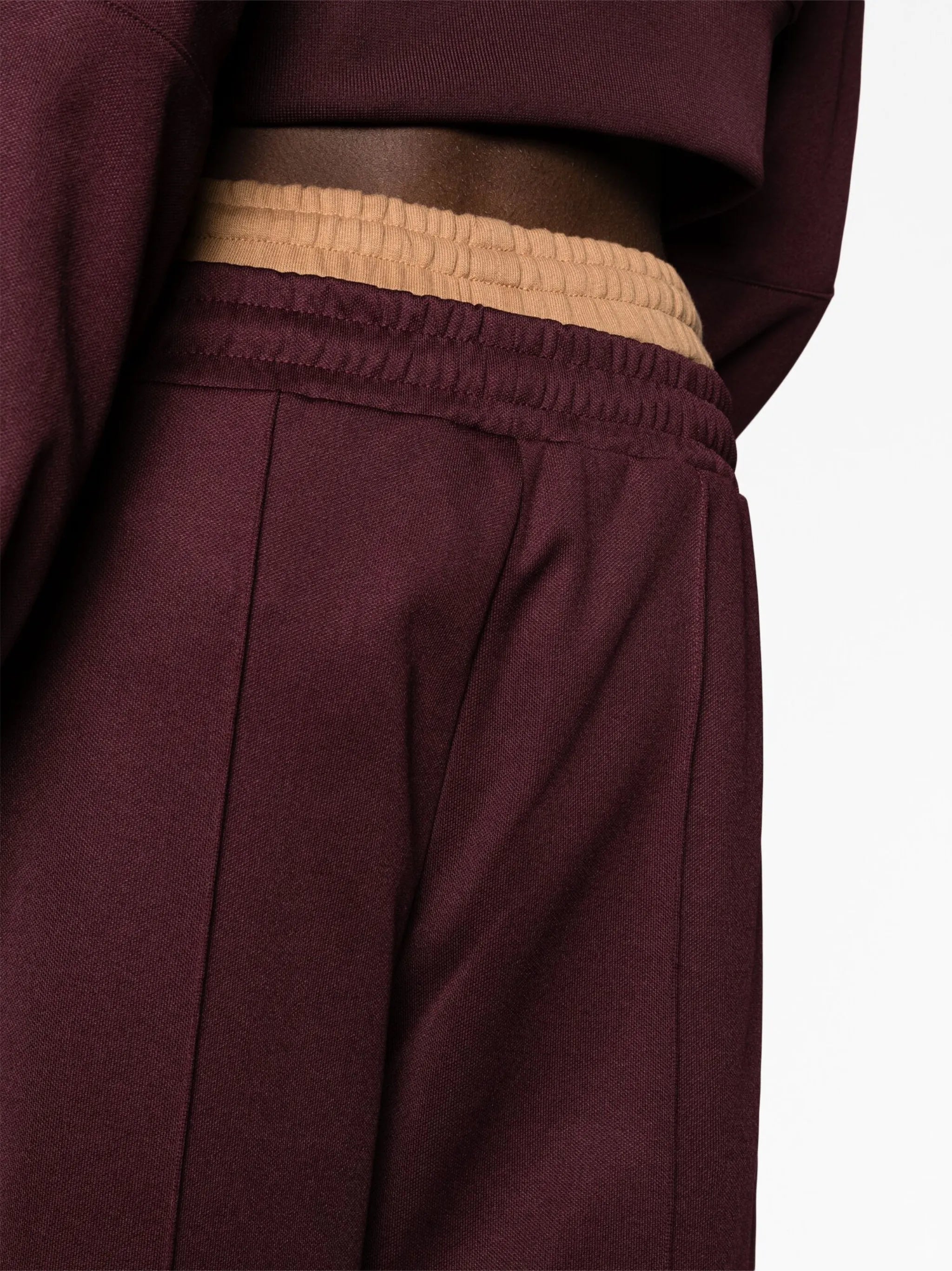 wide-leg cotton-blend track pants