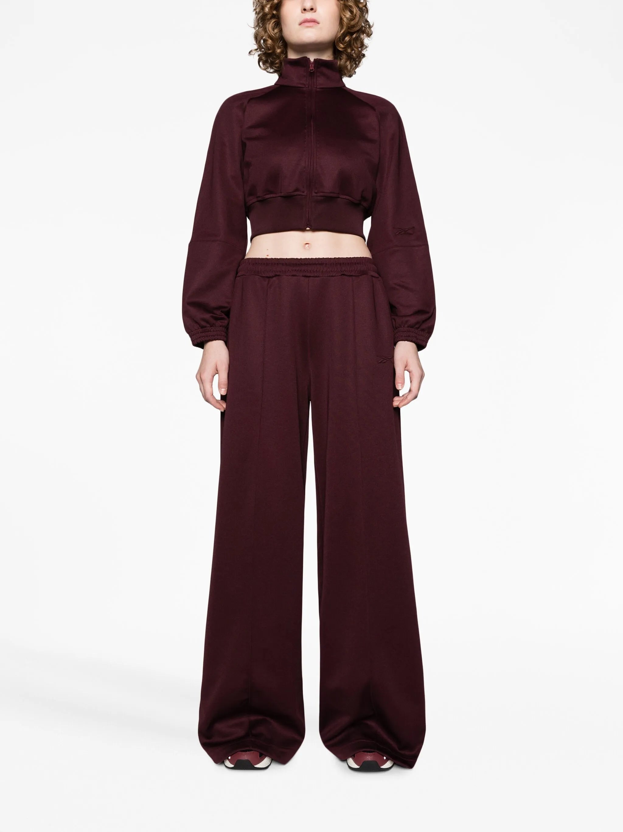 wide-leg cotton-blend track pants