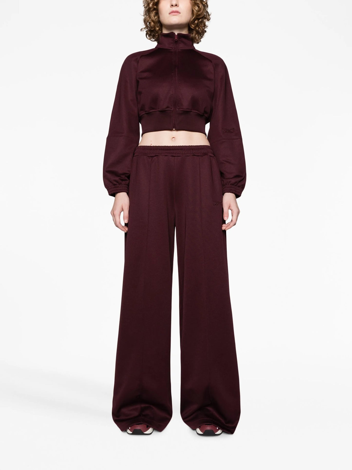 wide-leg cotton-blend track pants