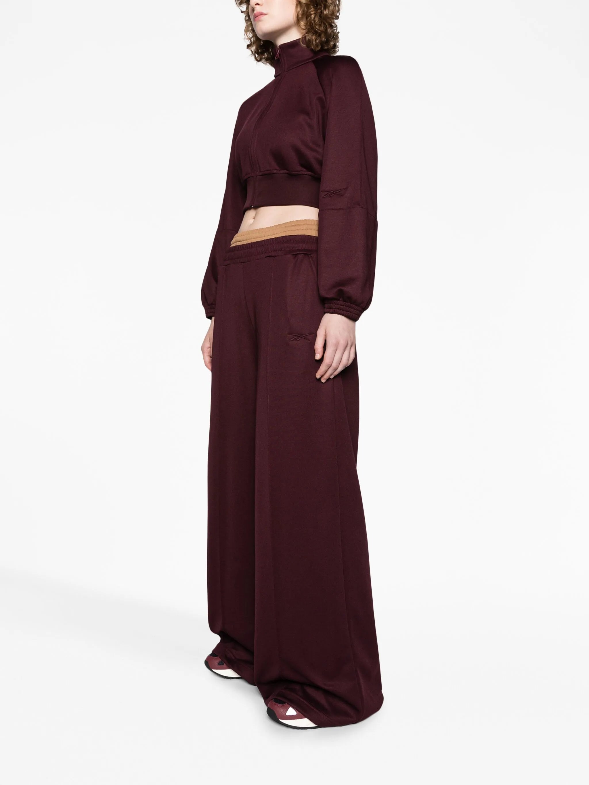 wide-leg cotton-blend track pants
