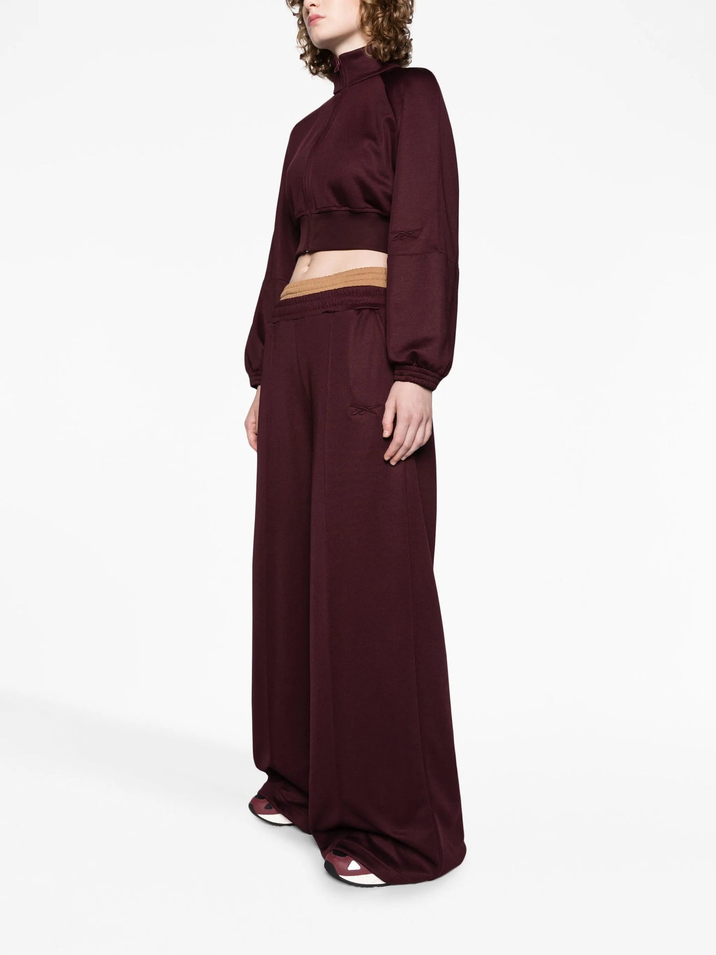 wide-leg cotton-blend track pants