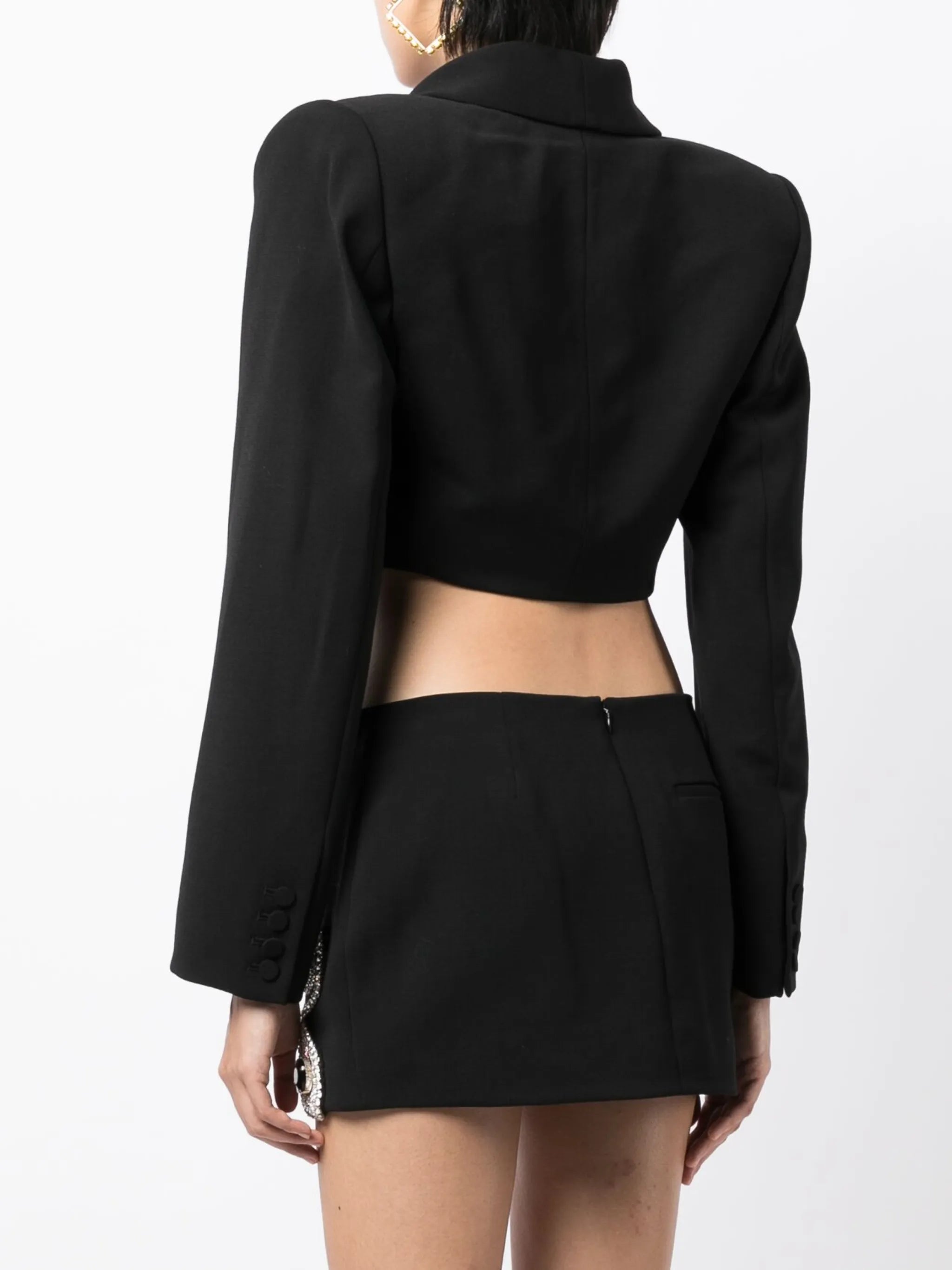 butterfly-embroidered cropped blazer