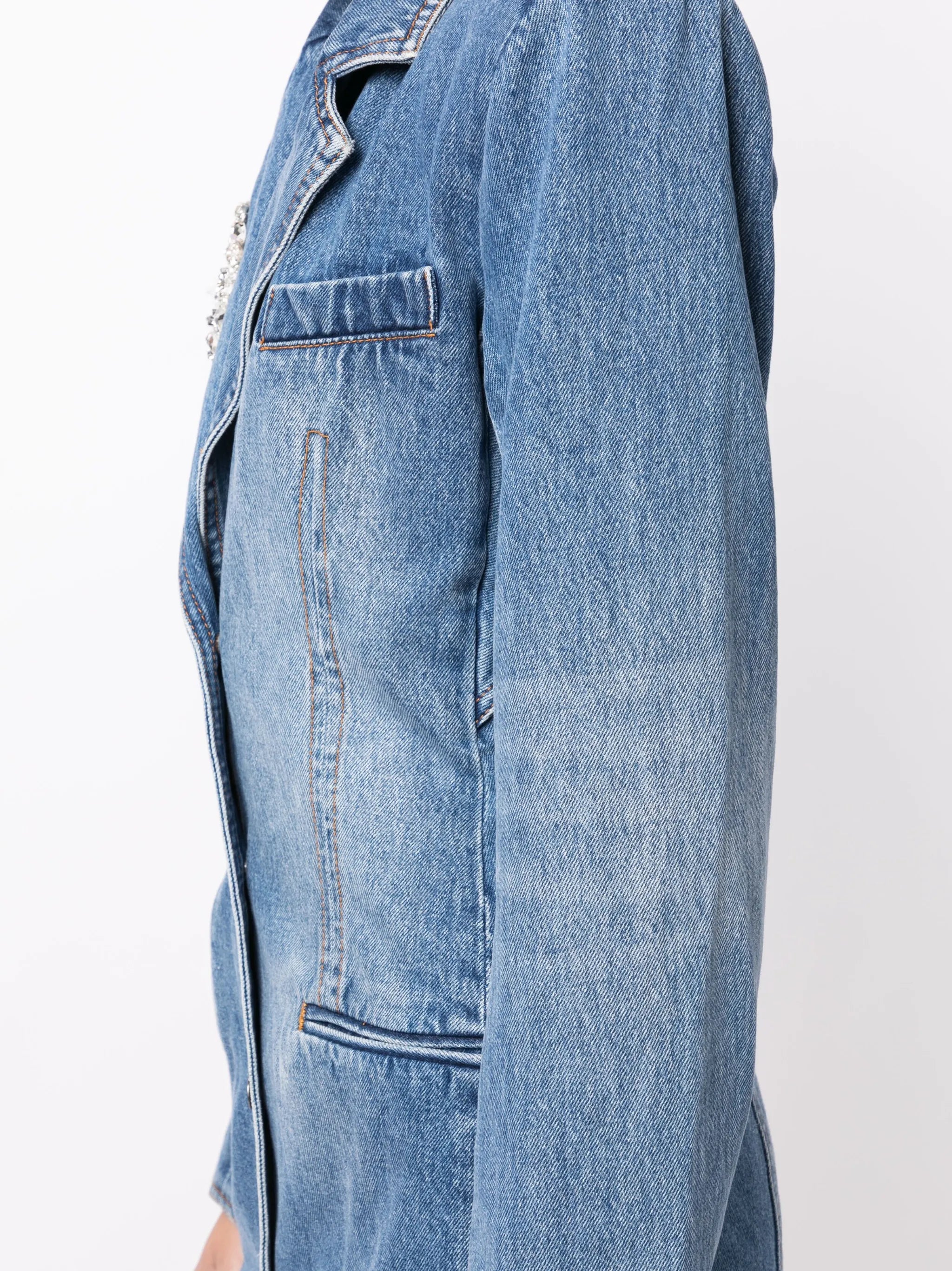 crystal-embellished denim mini dress