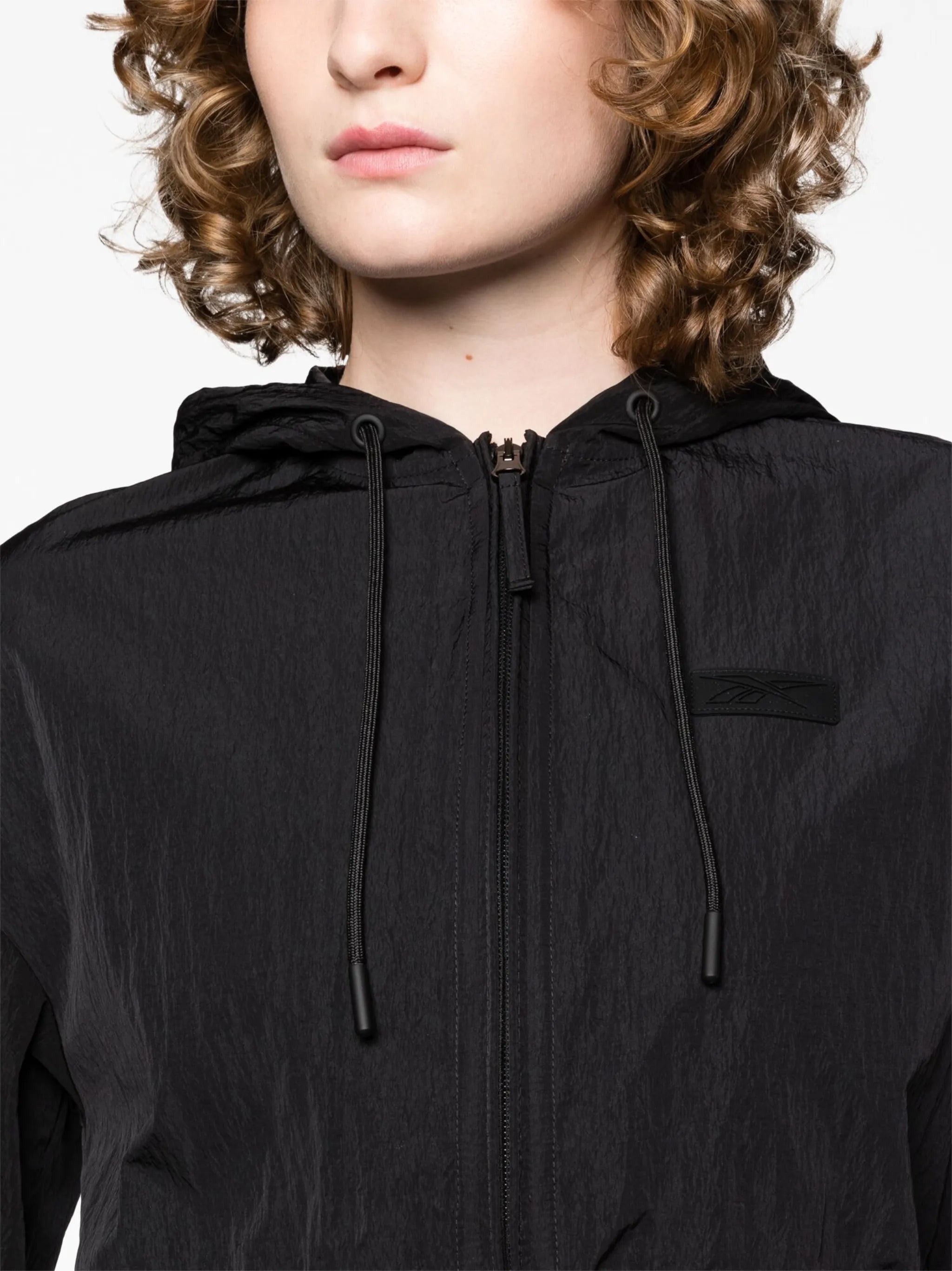 hooded cropped track jacket