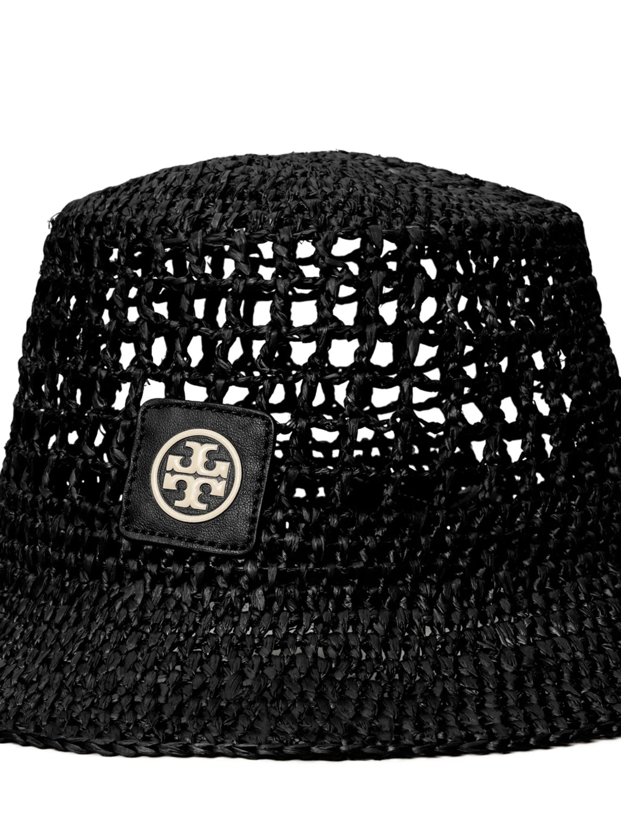 logo-patch raffia bucket hat