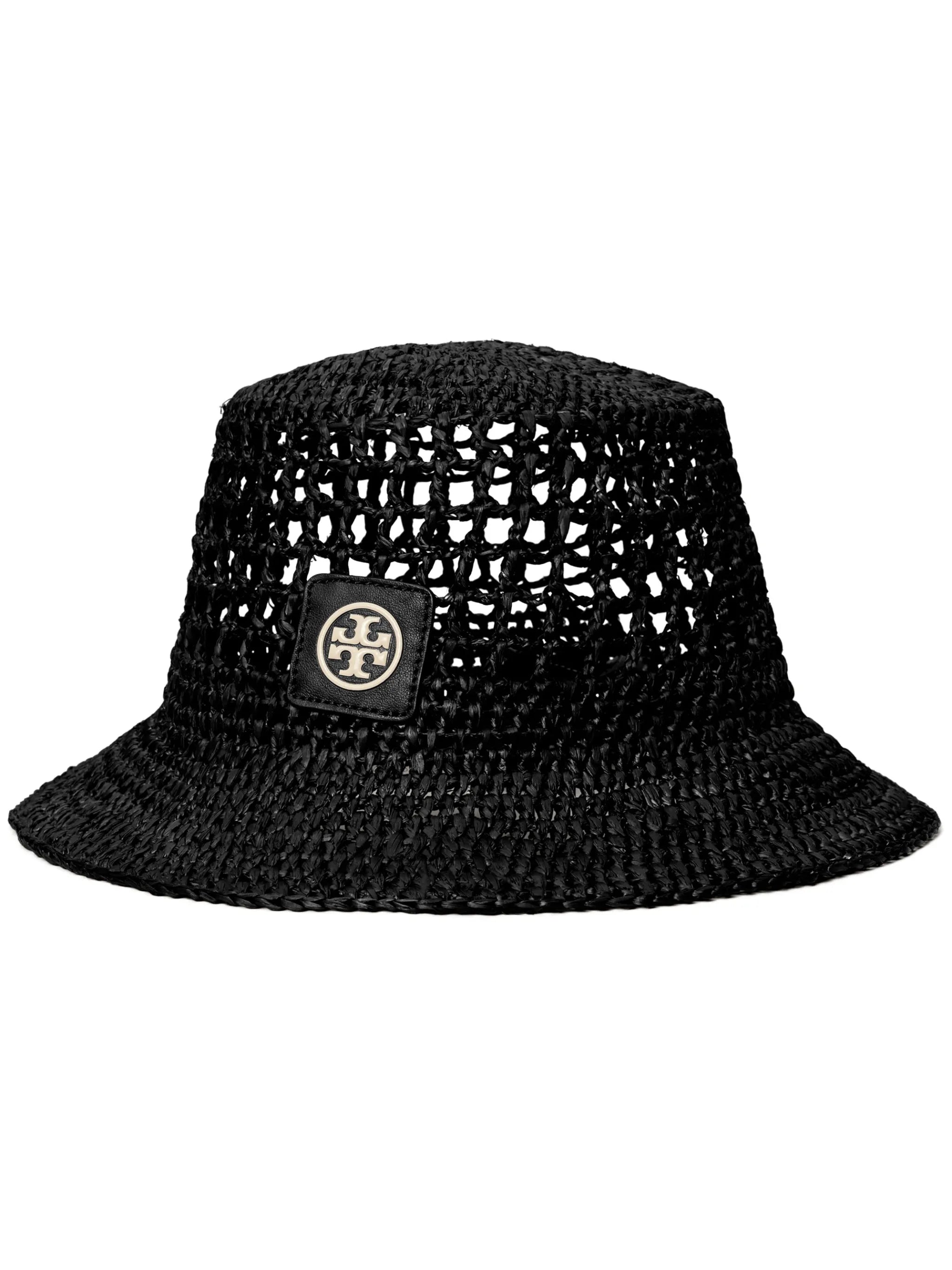logo-patch raffia bucket hat
