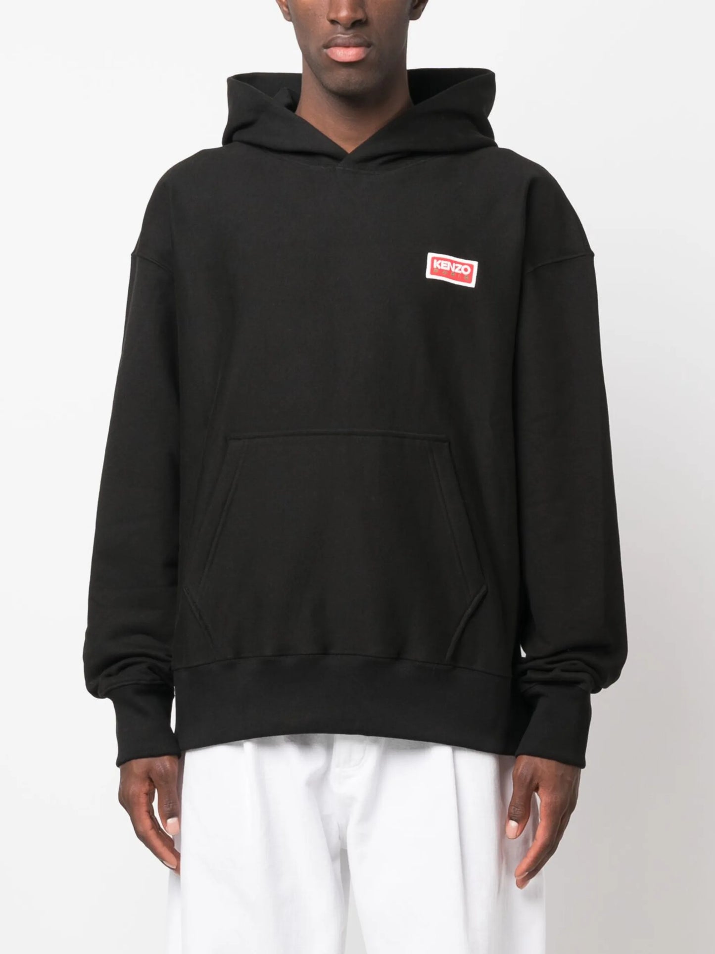 logo-print stretch-cotton hoodie