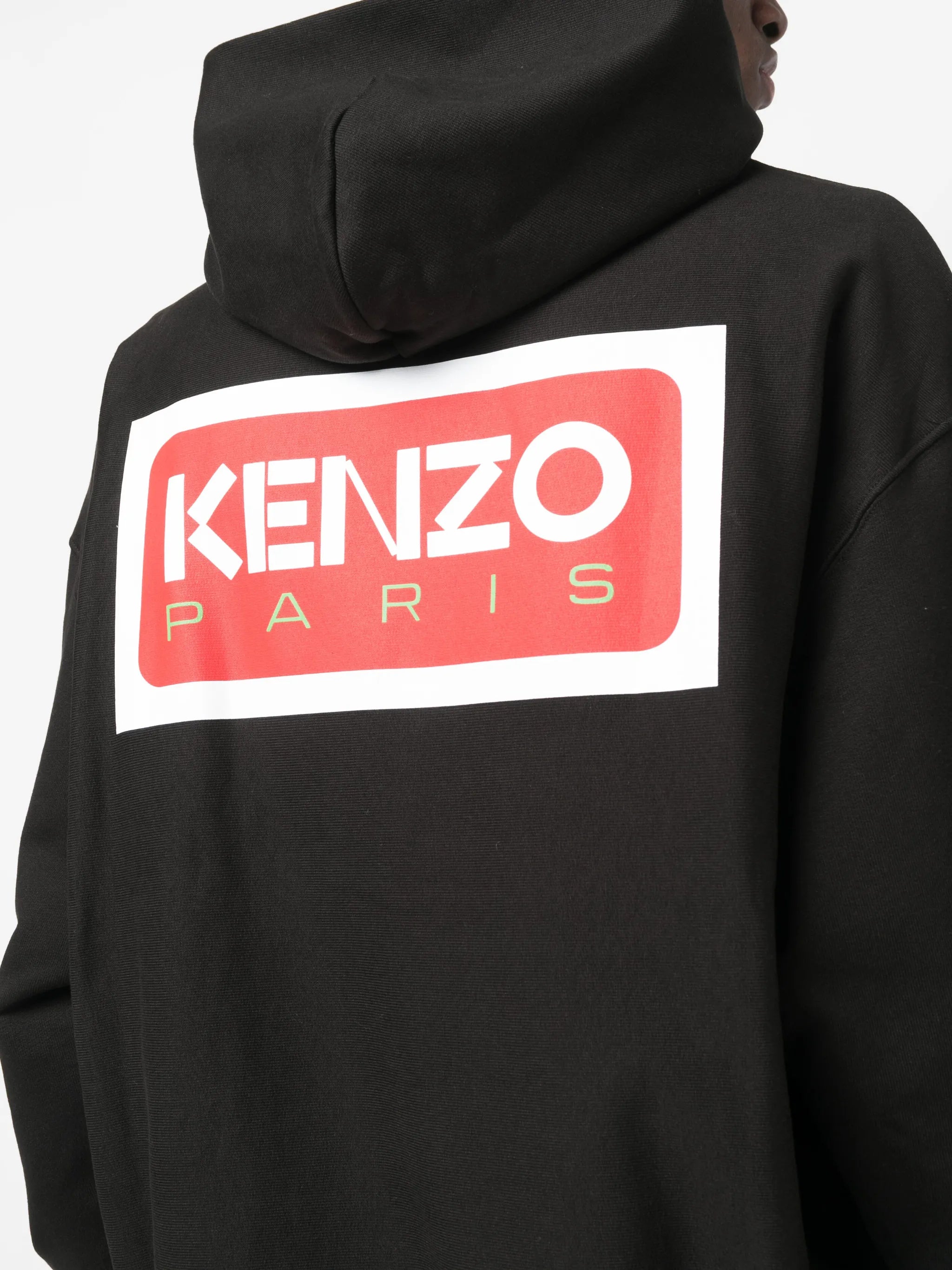 logo-print stretch-cotton hoodie
