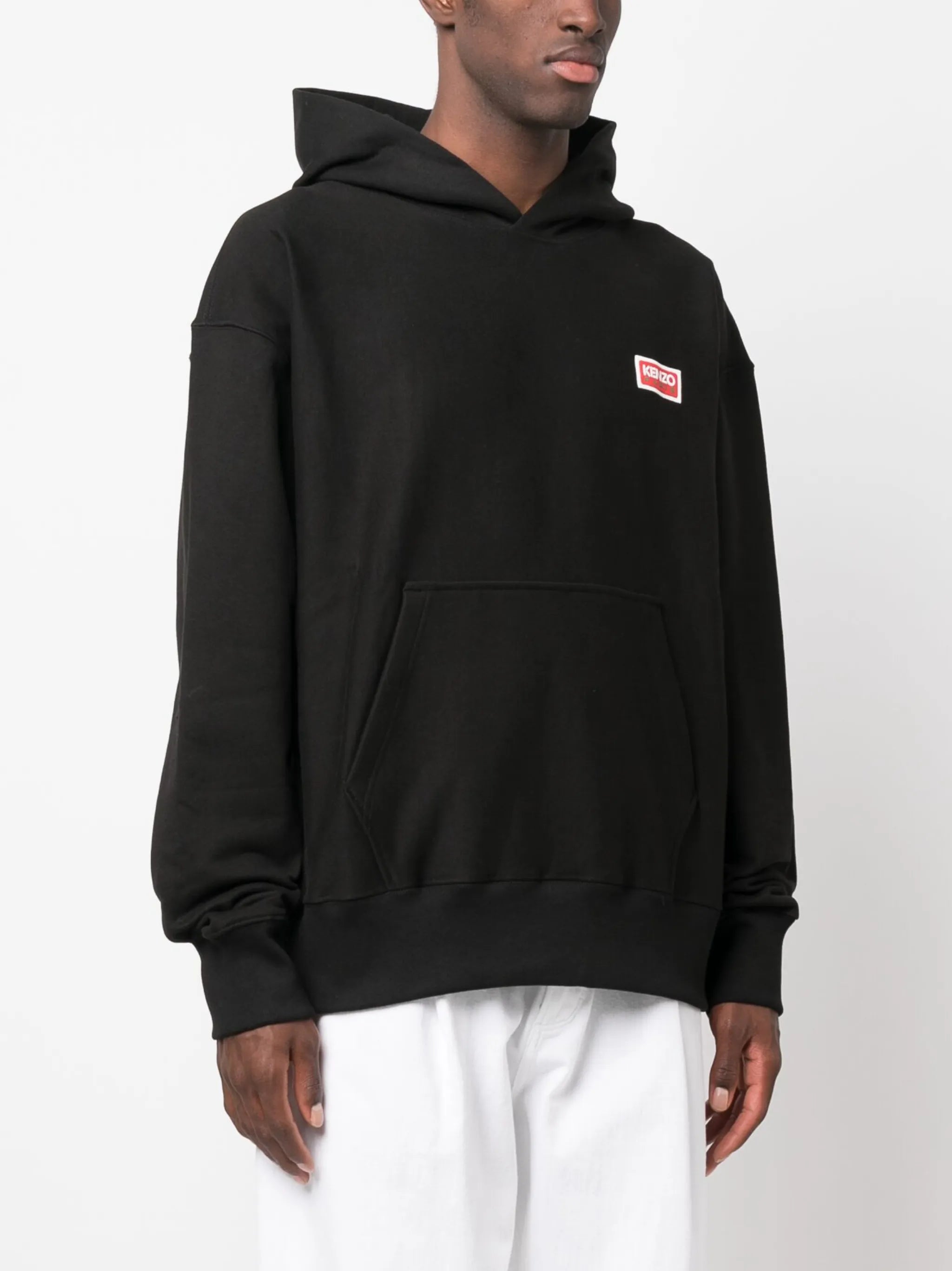 logo-print stretch-cotton hoodie