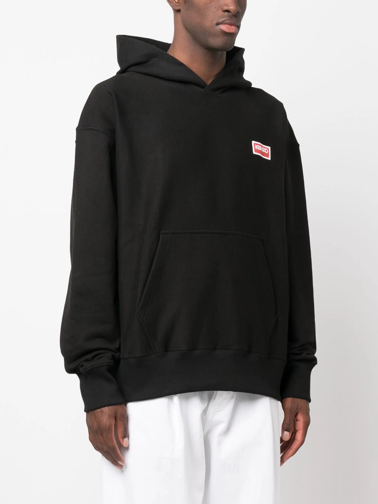 logo-print stretch-cotton hoodie