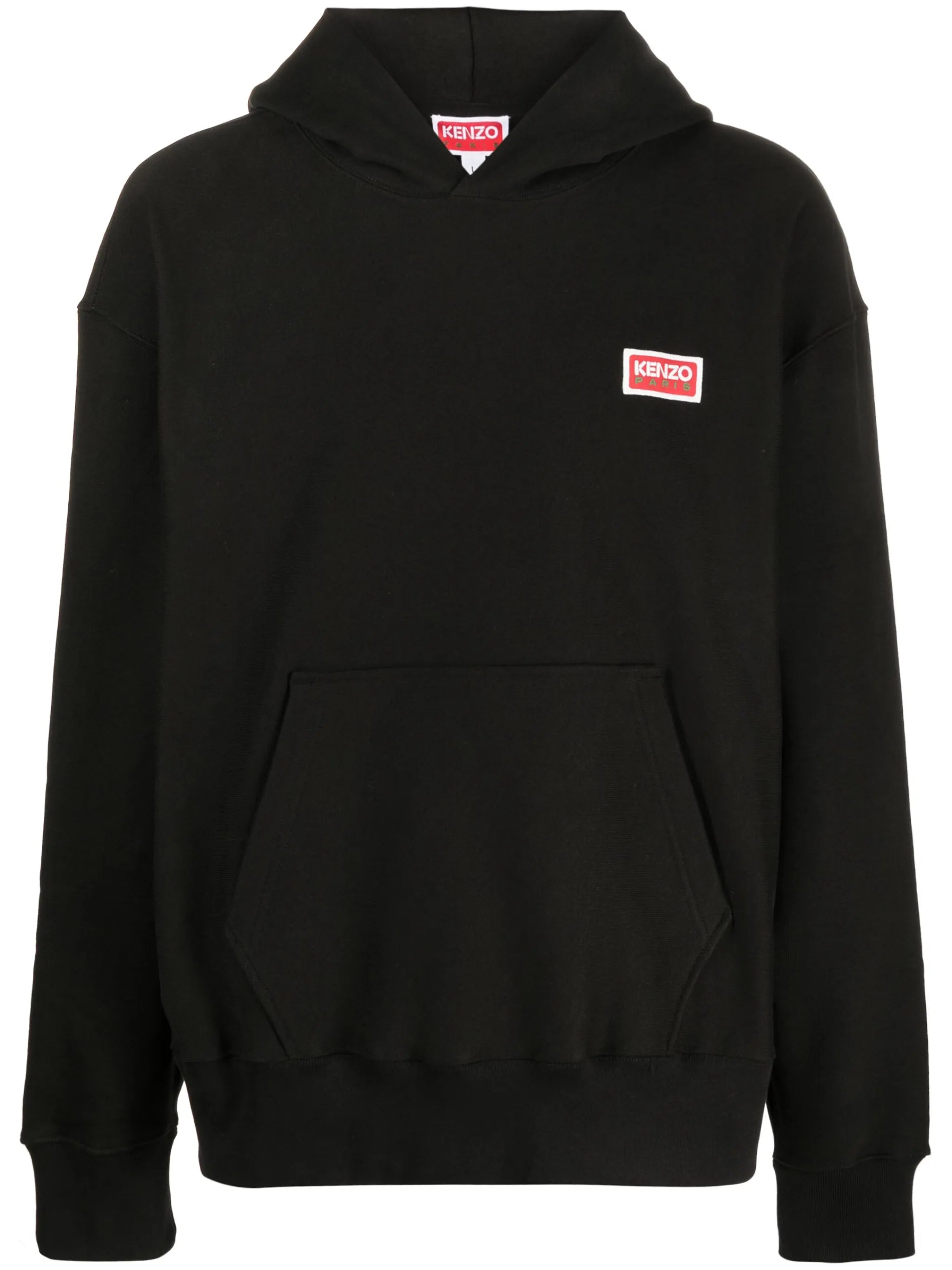 logo-print stretch-cotton hoodie