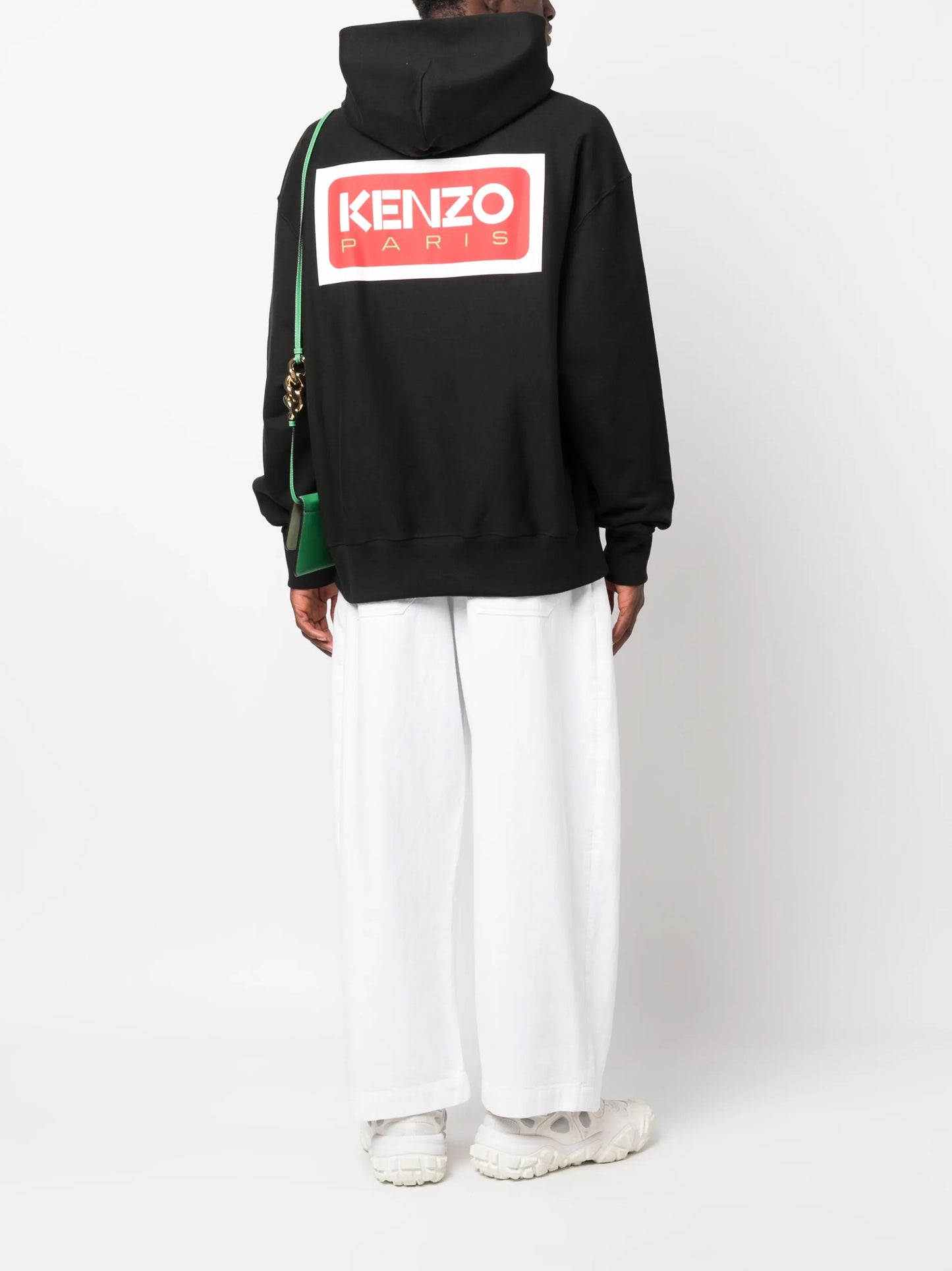 logo-print stretch-cotton hoodie