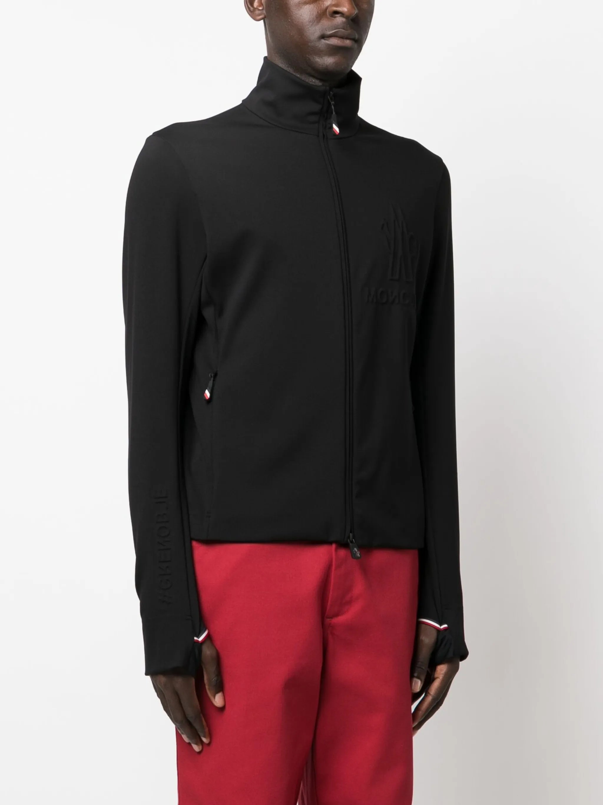 zip-up high-neck cardigan