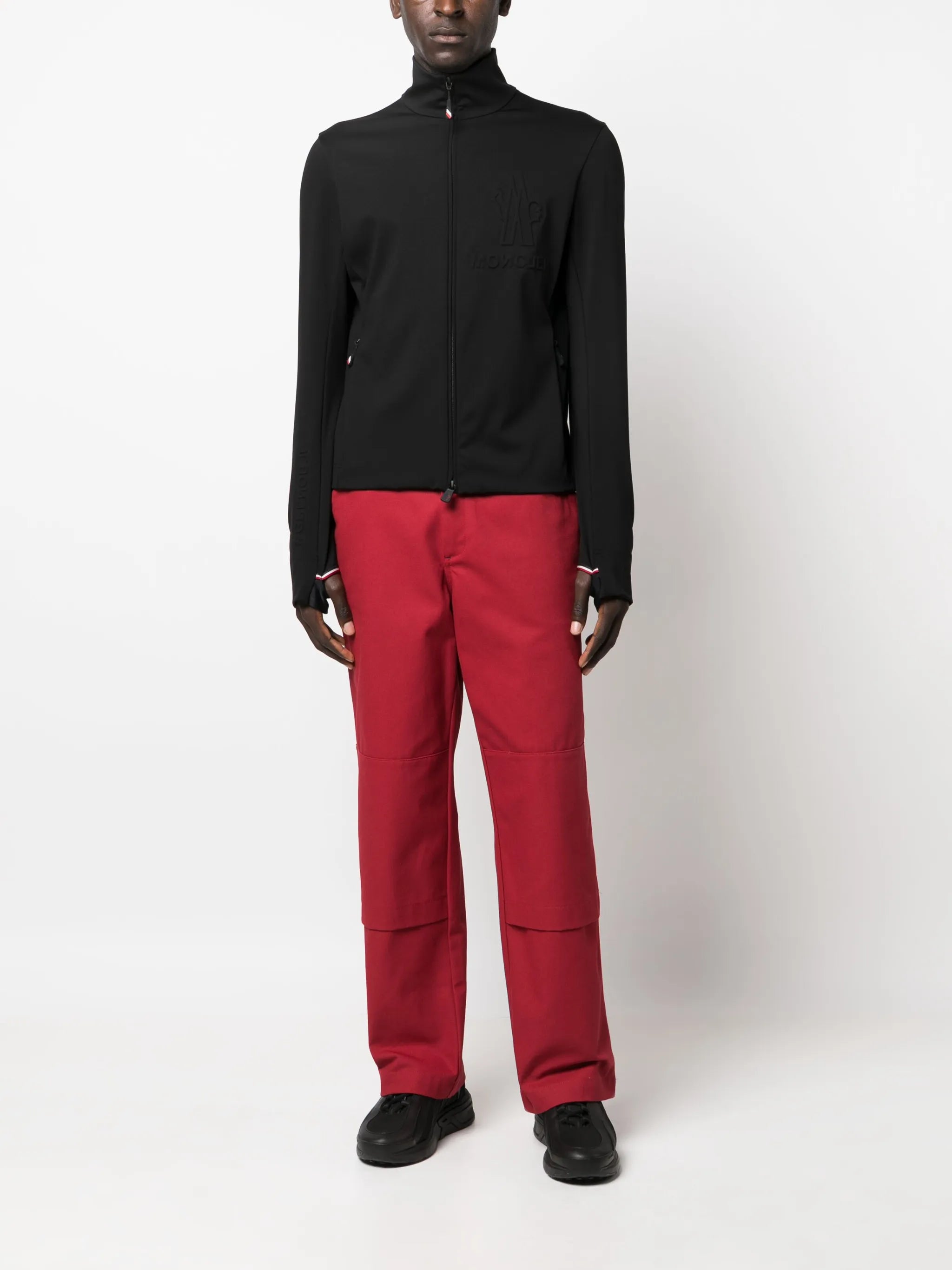 zip-up high-neck cardigan