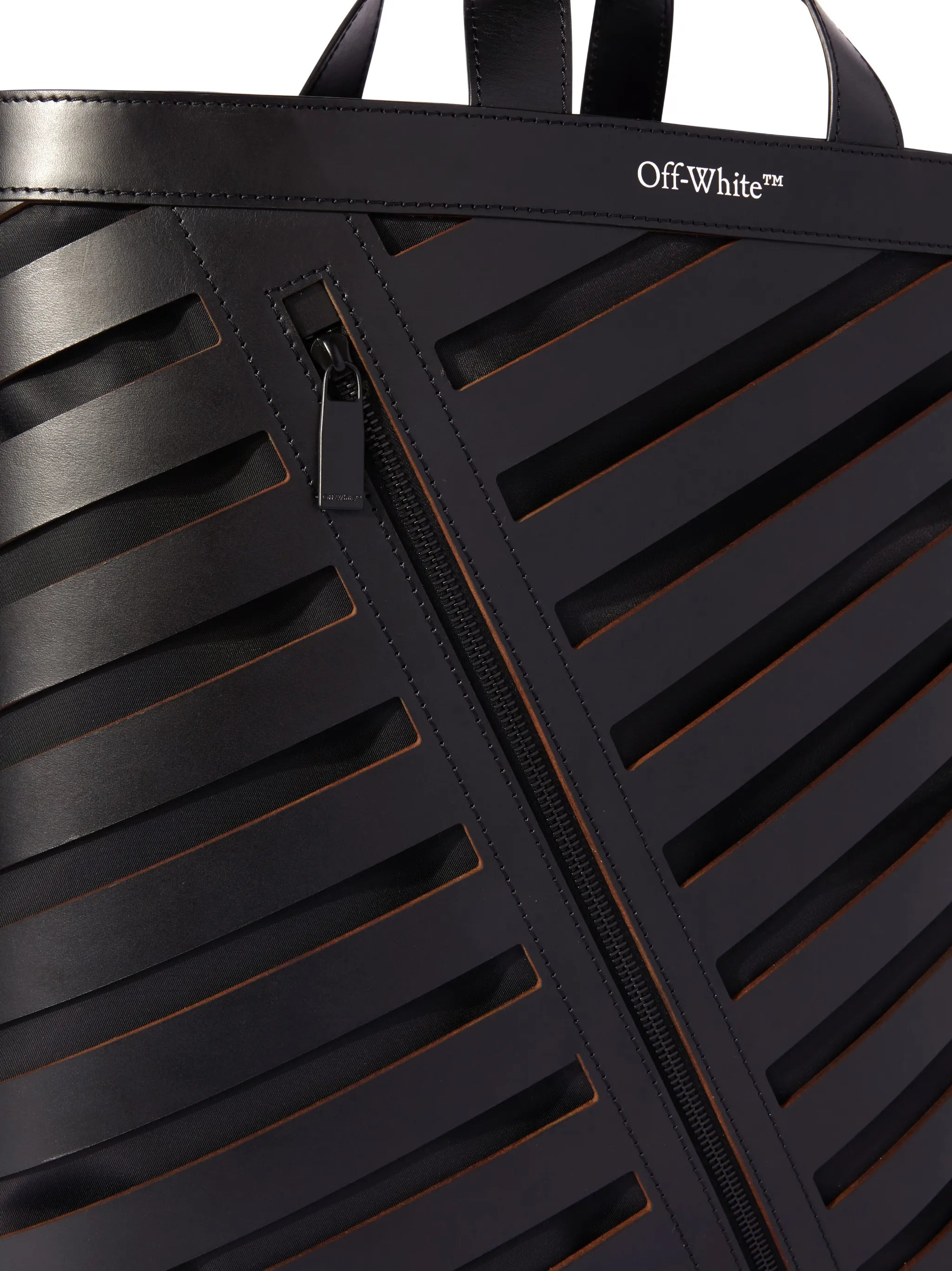 Diag cut-out leather tote bag