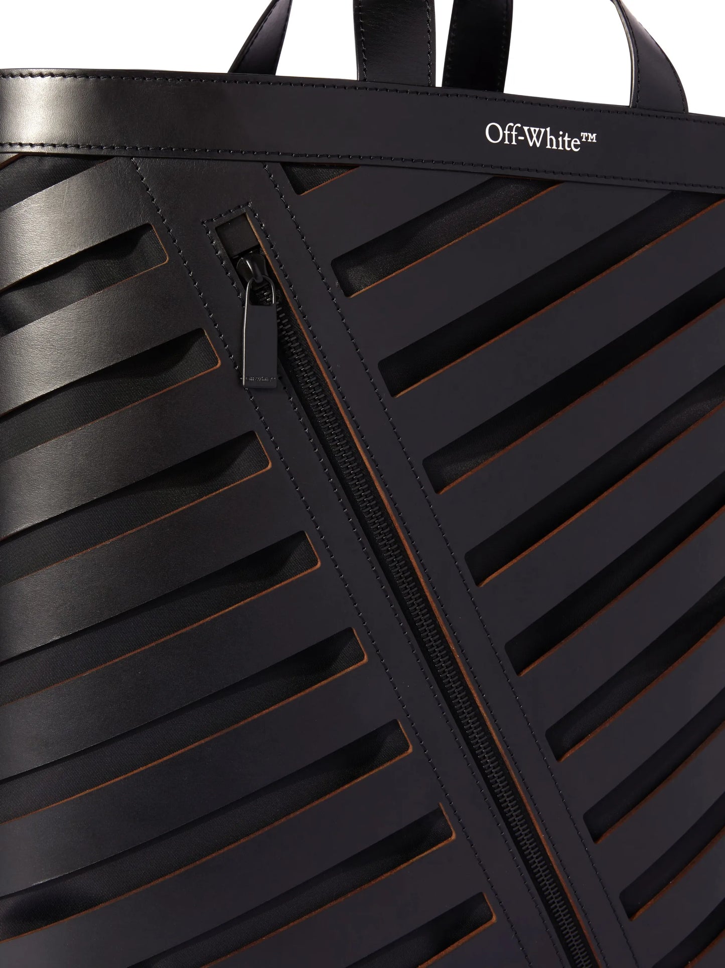 Diag cut-out leather tote bag