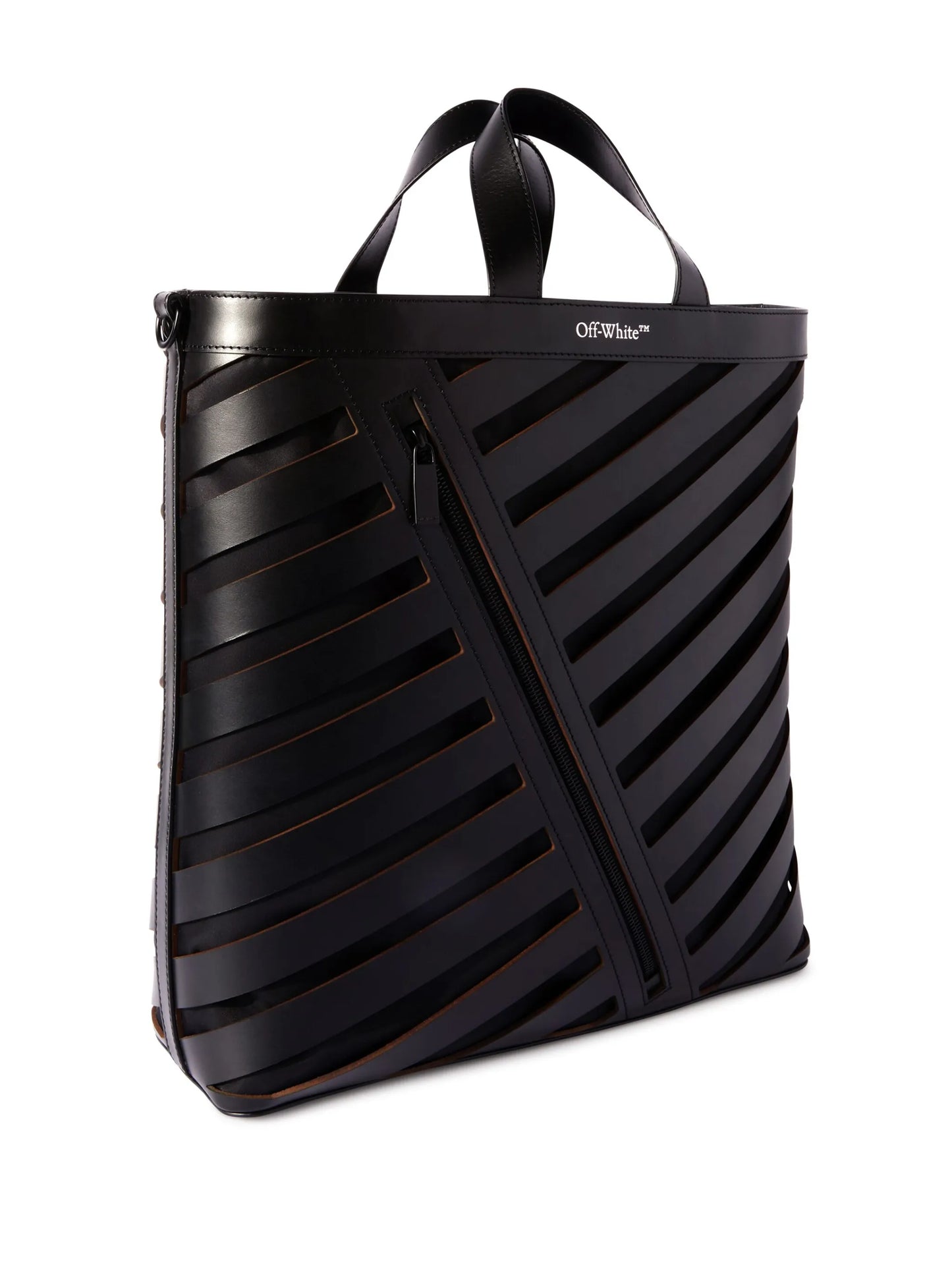 Diag cut-out leather tote bag