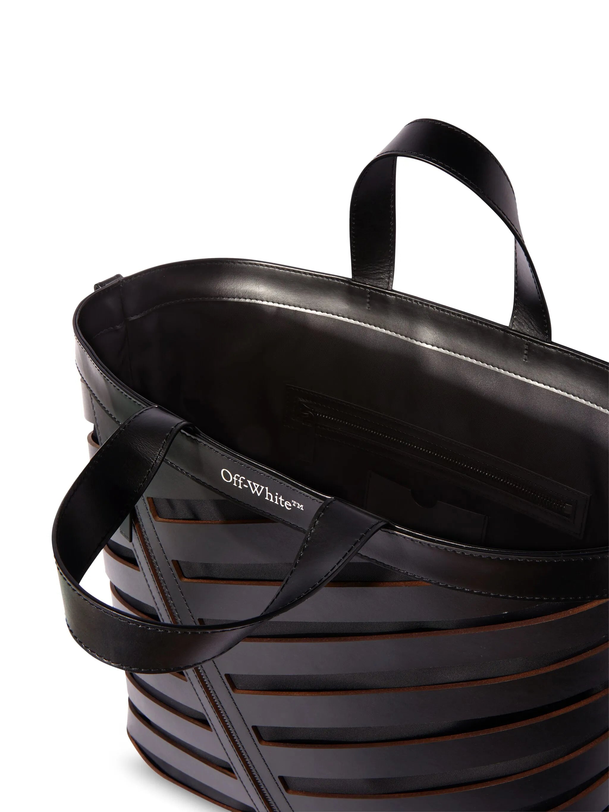 Diag cut-out leather tote bag