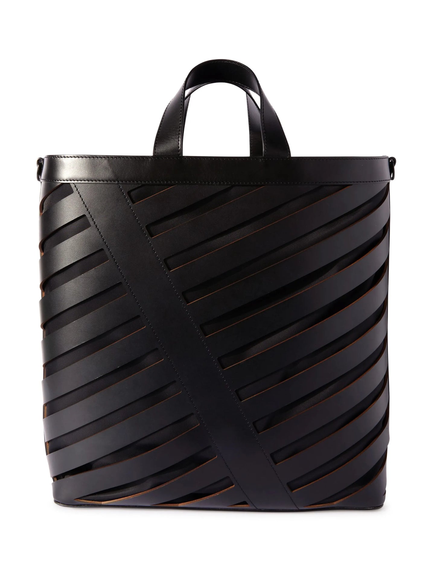 Diag cut-out leather tote bag