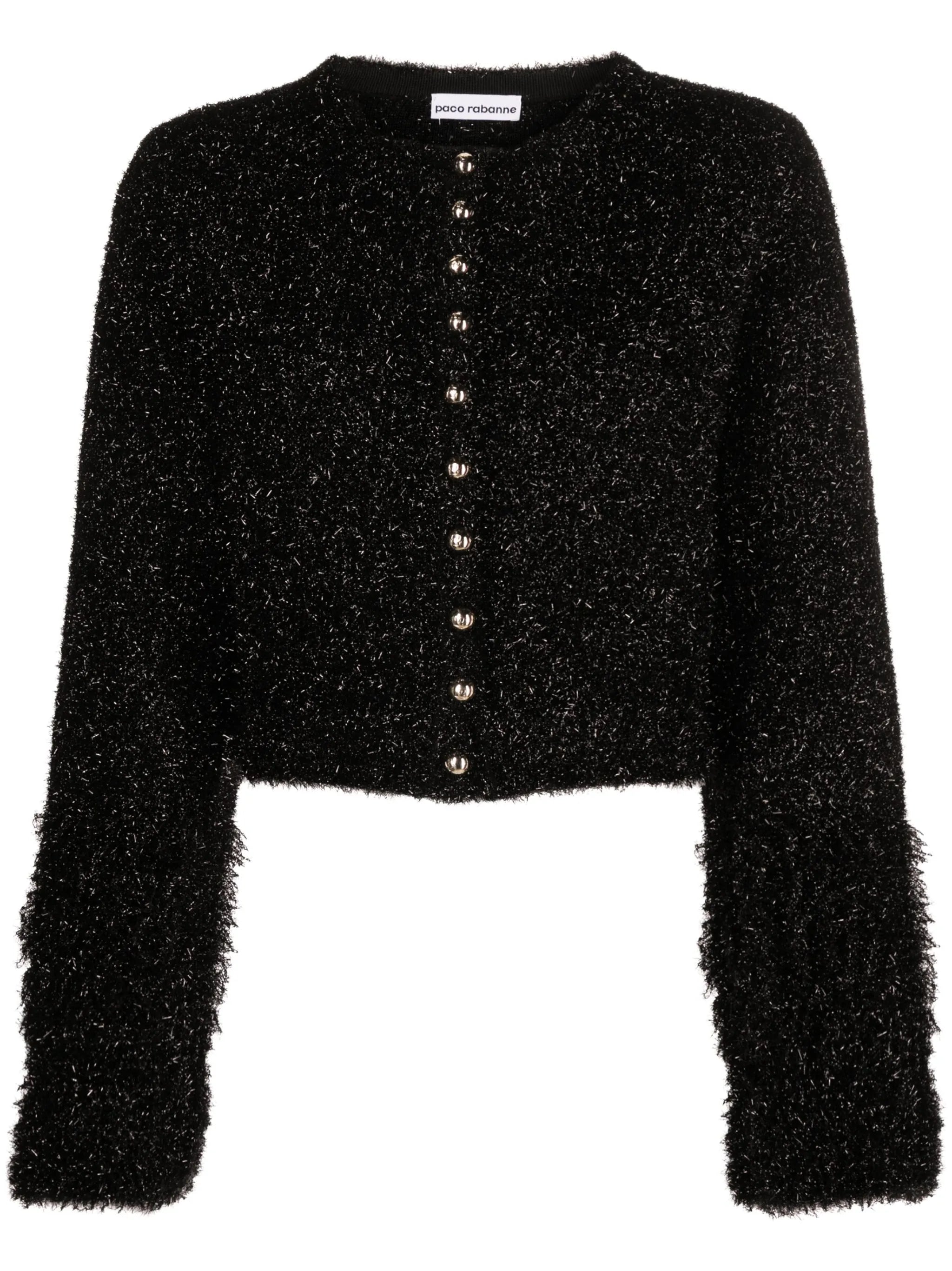metallic cropped cardigan