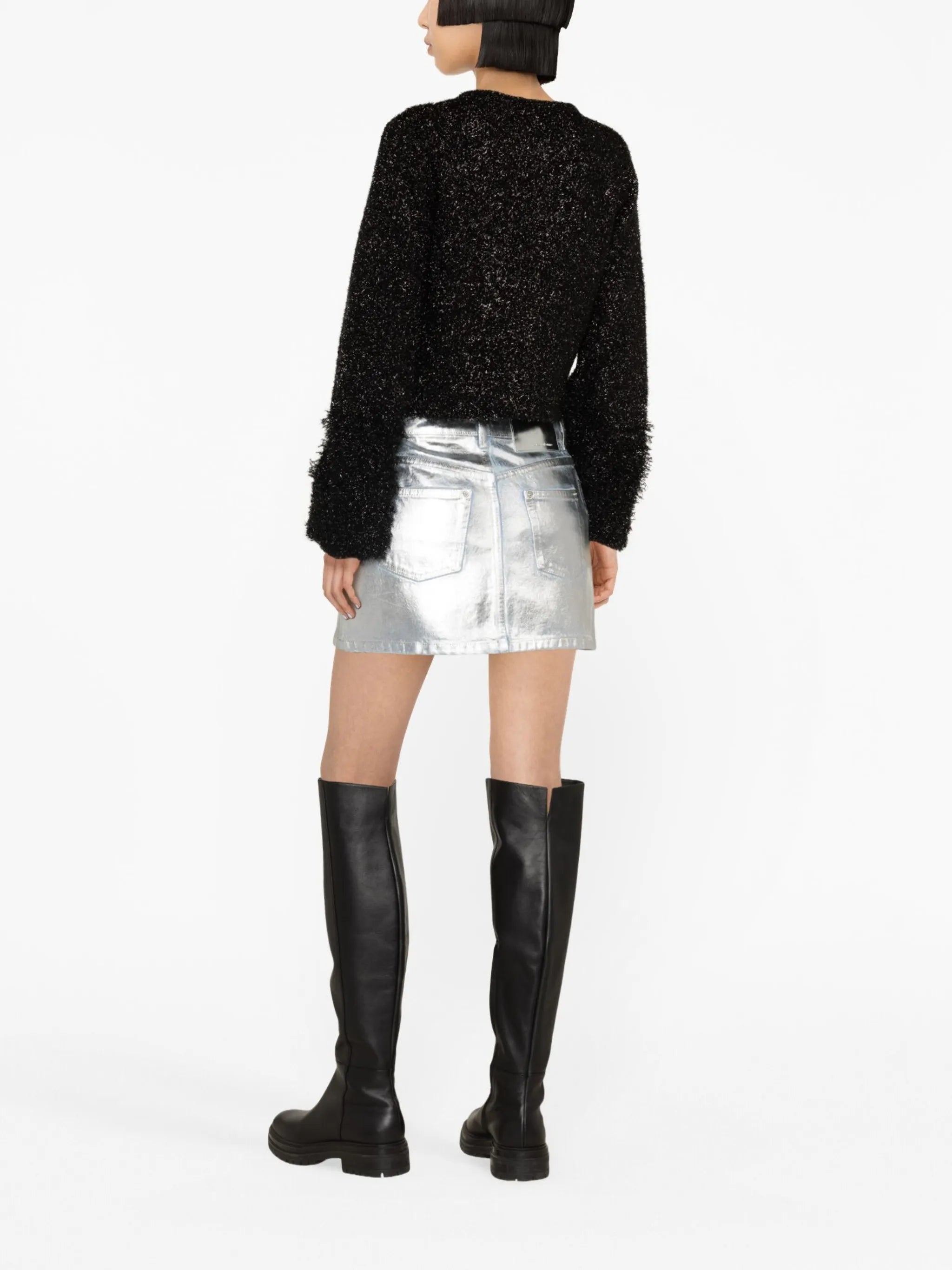metallic cropped cardigan
