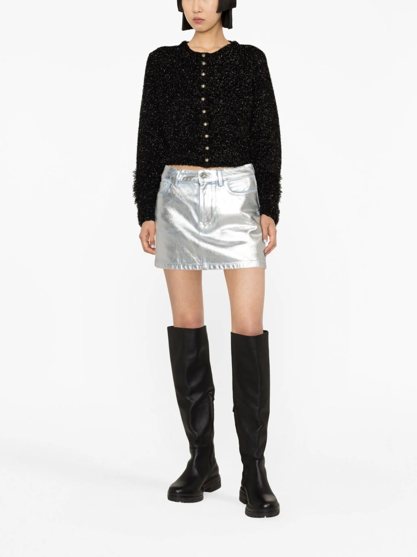 metallic cropped cardigan