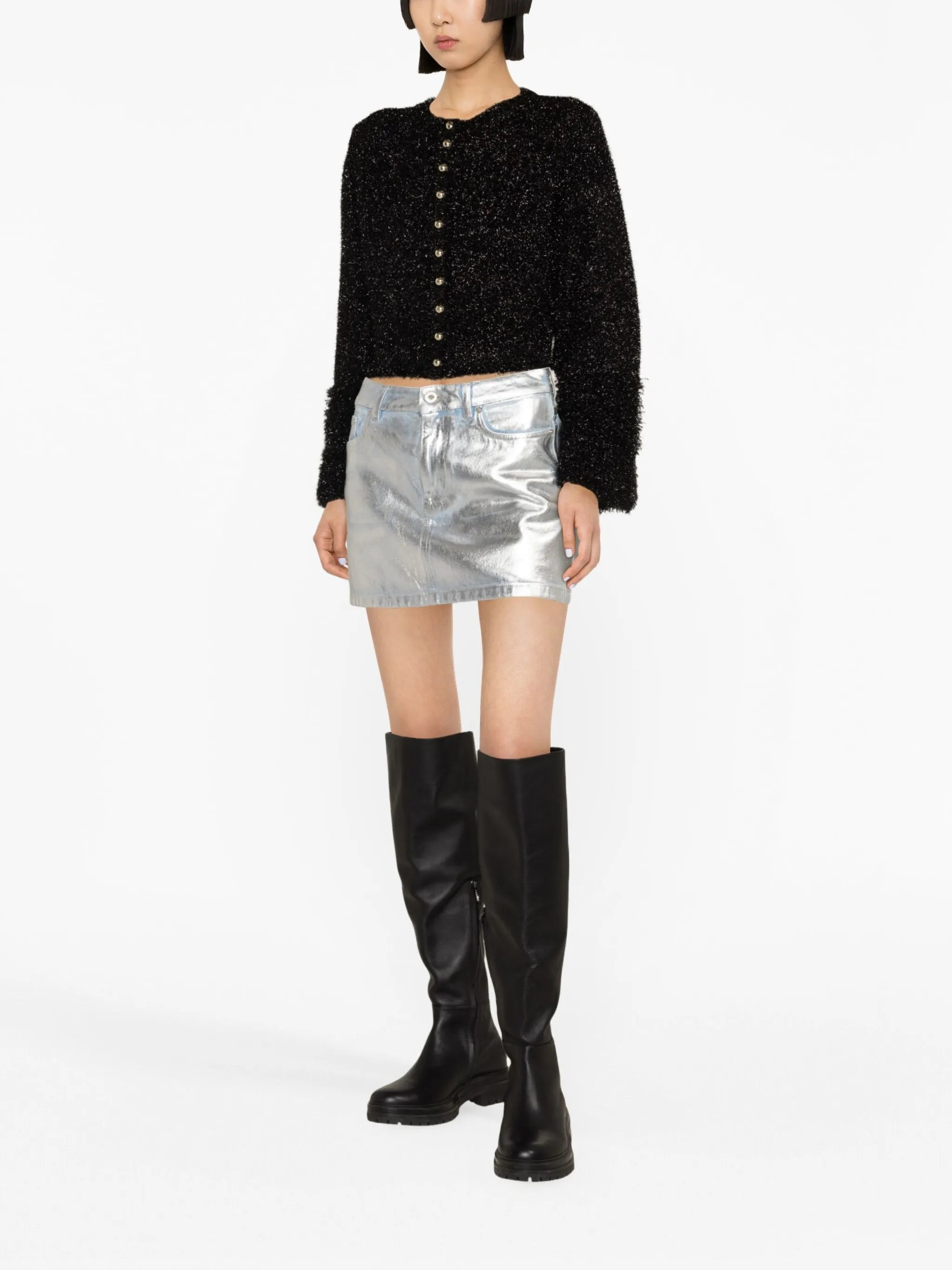 metallic cropped cardigan