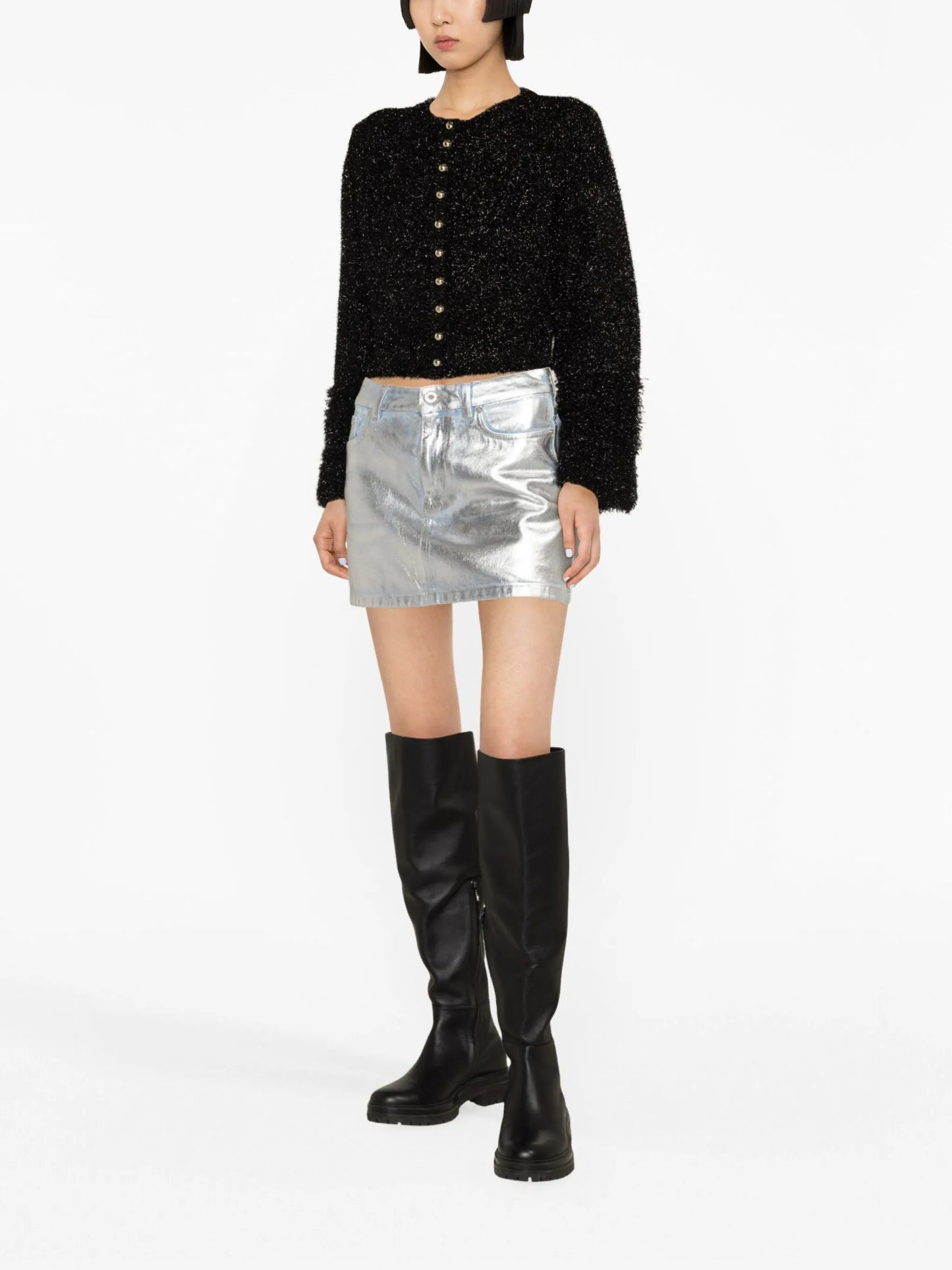 metallic cropped cardigan